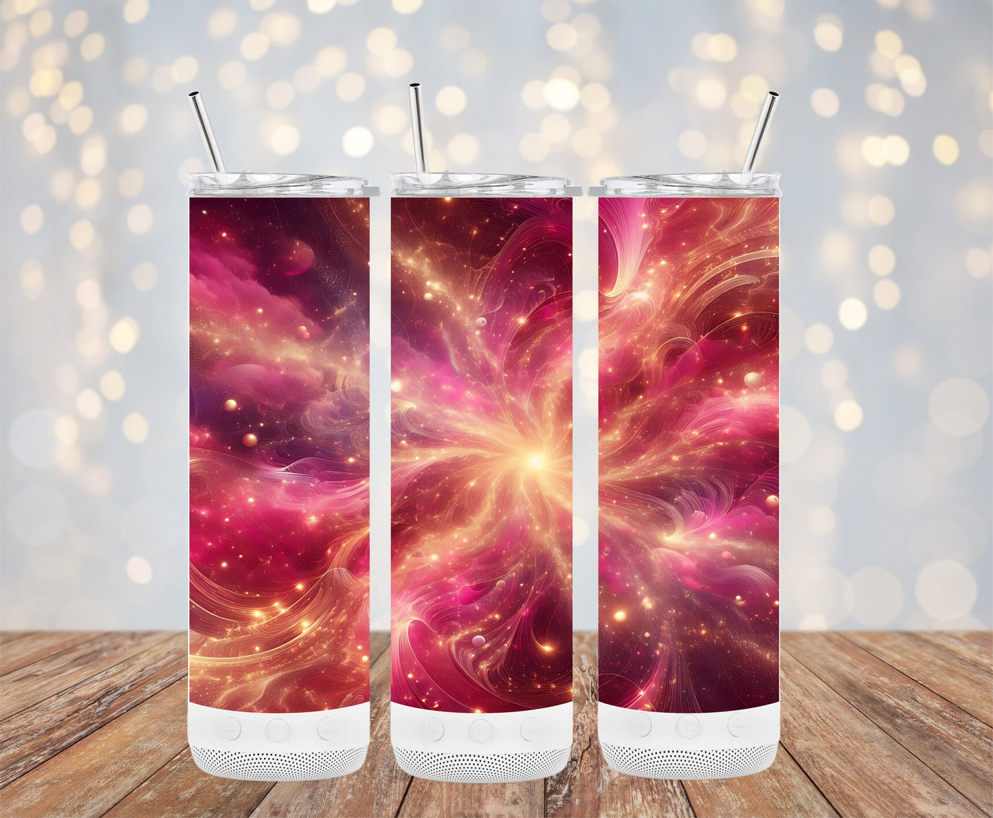 Stunning Pink and Gold Swirl Pattern Tumbler product