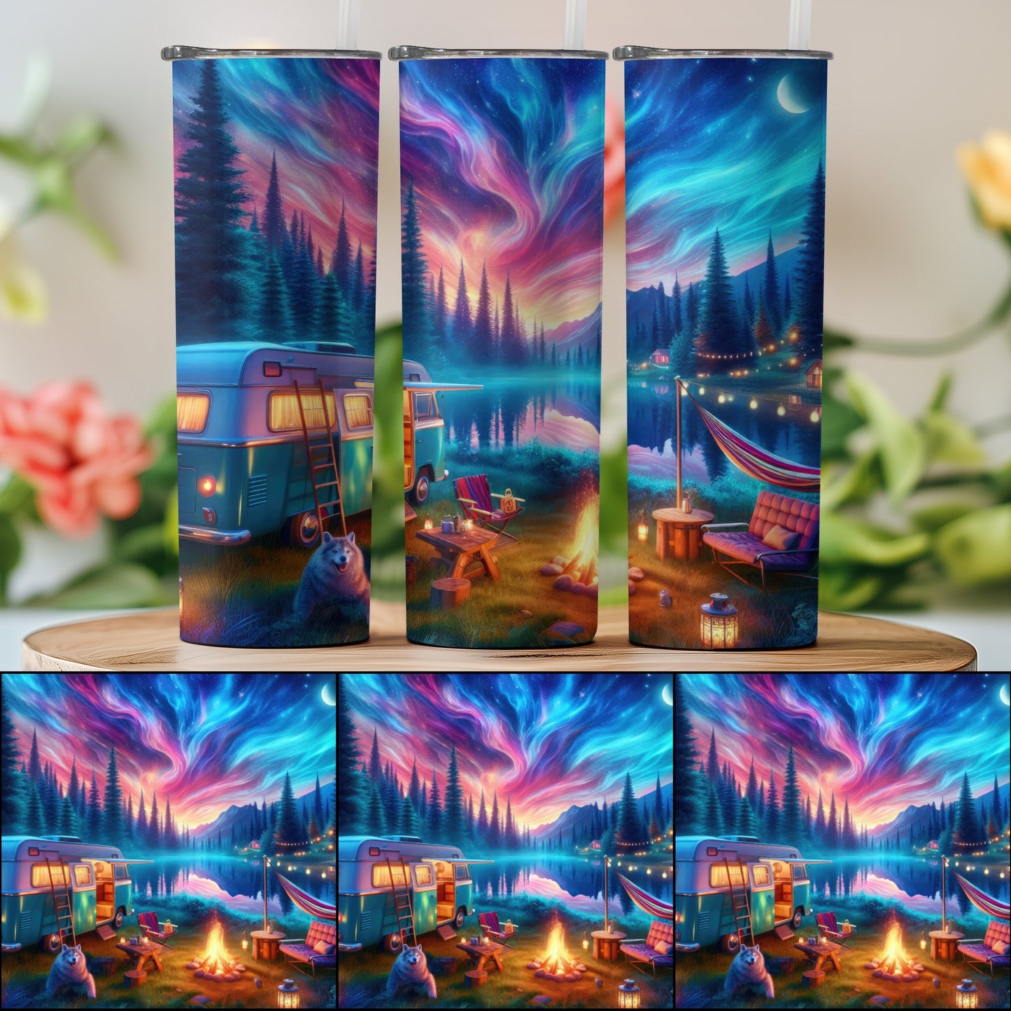 Enchanting Night Camping Scene on Travel Tumblers product type