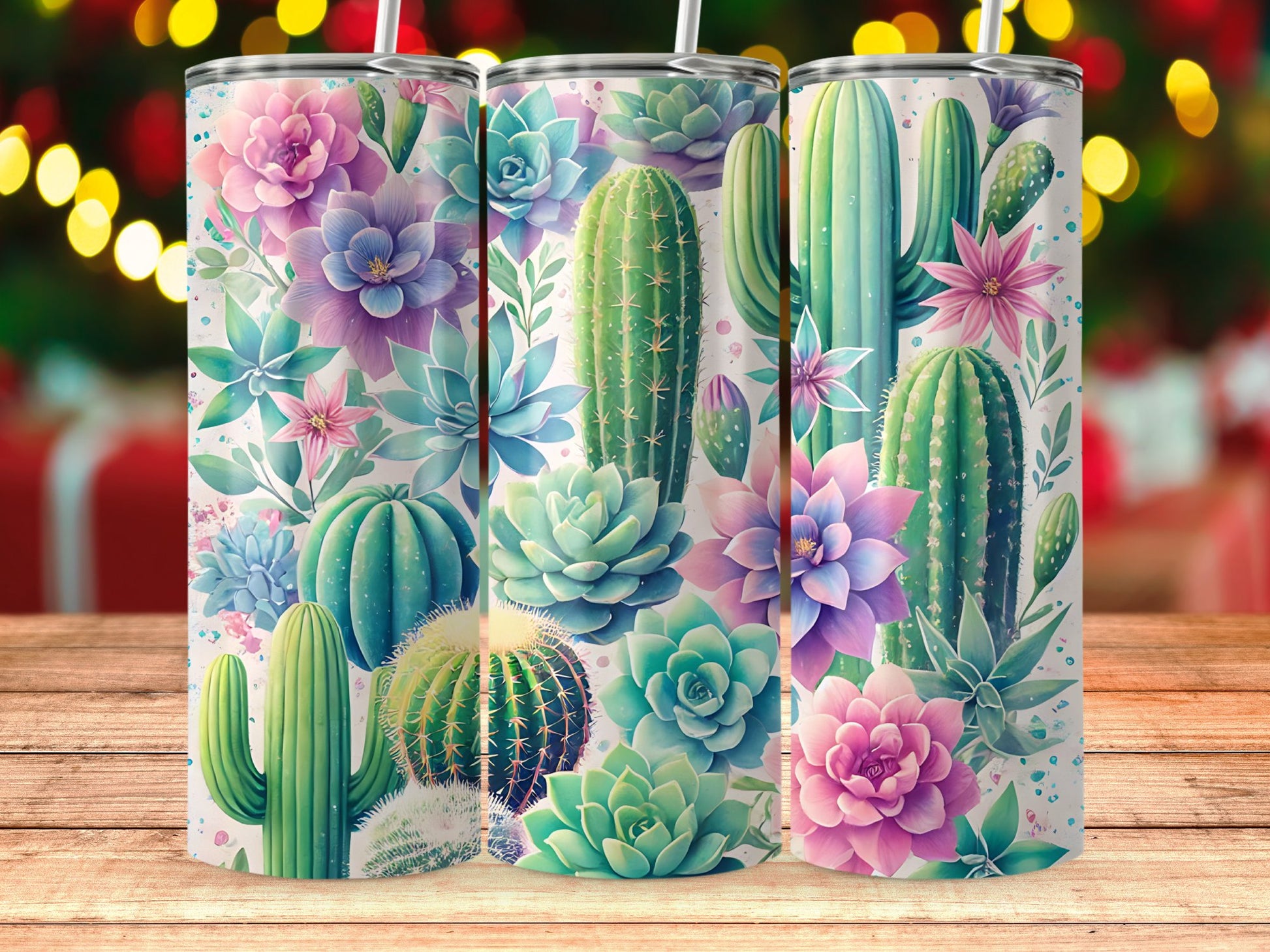 Colorful Cactus and Succulent Design Tumbler product