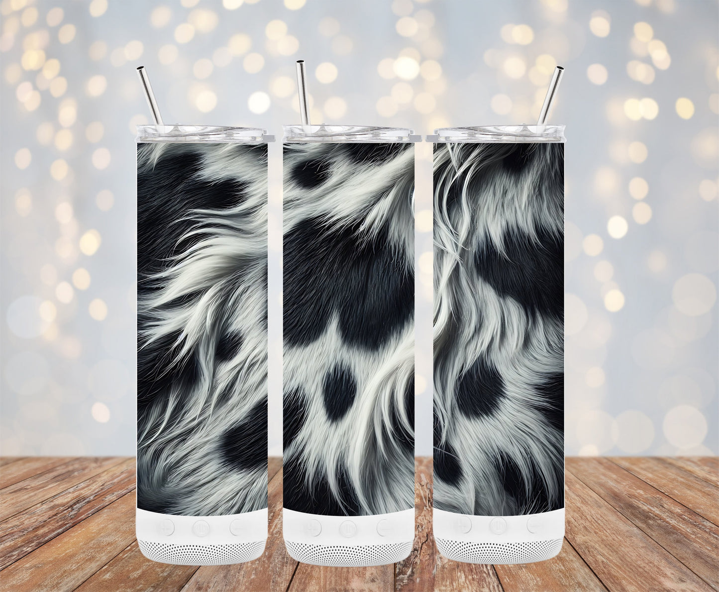 Stylish Black and White Cow Pattern Tumbler product type