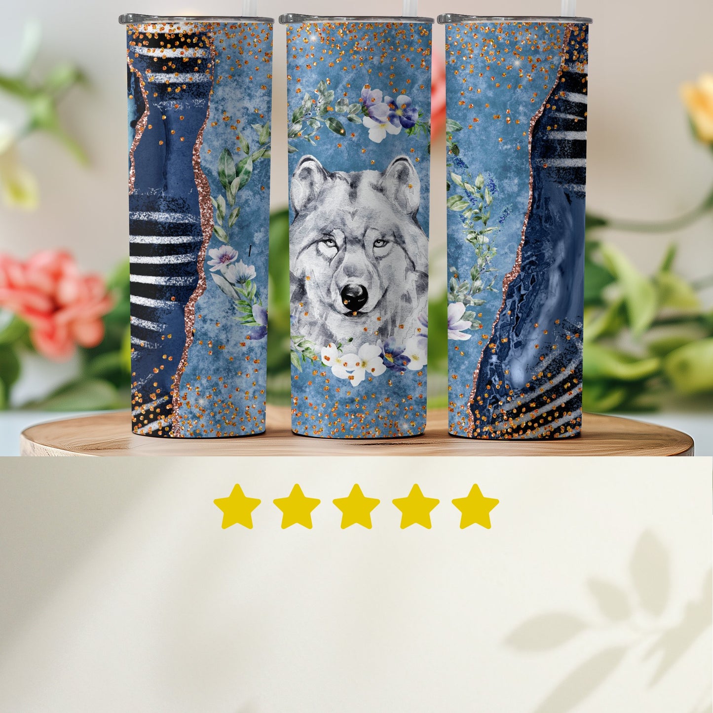 Artistic Wolf Print Tumbler Five Star Rated product