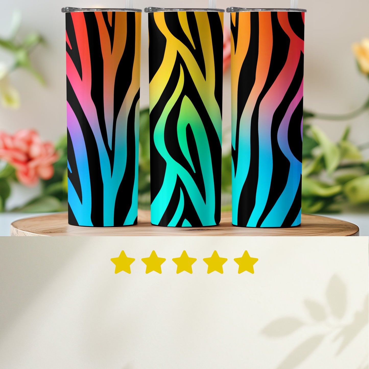 Gradient Rainbow Zebra Stripe Design Tumbler product type