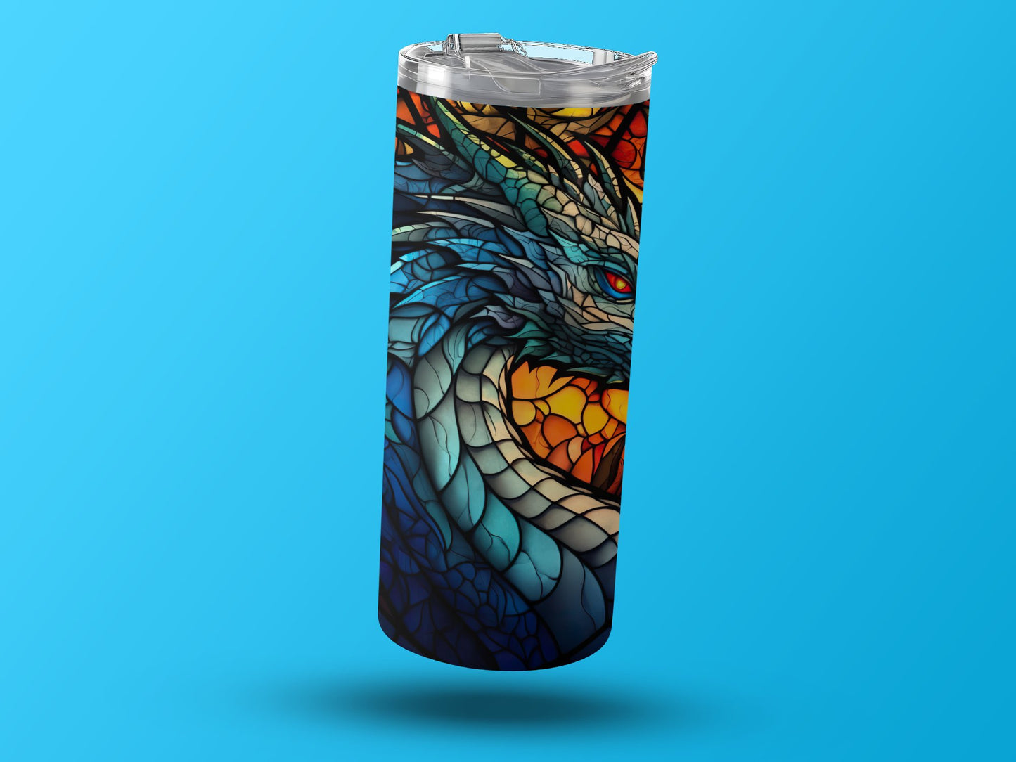 Dragon Themed Stained Glass Tumbler with Lid product
