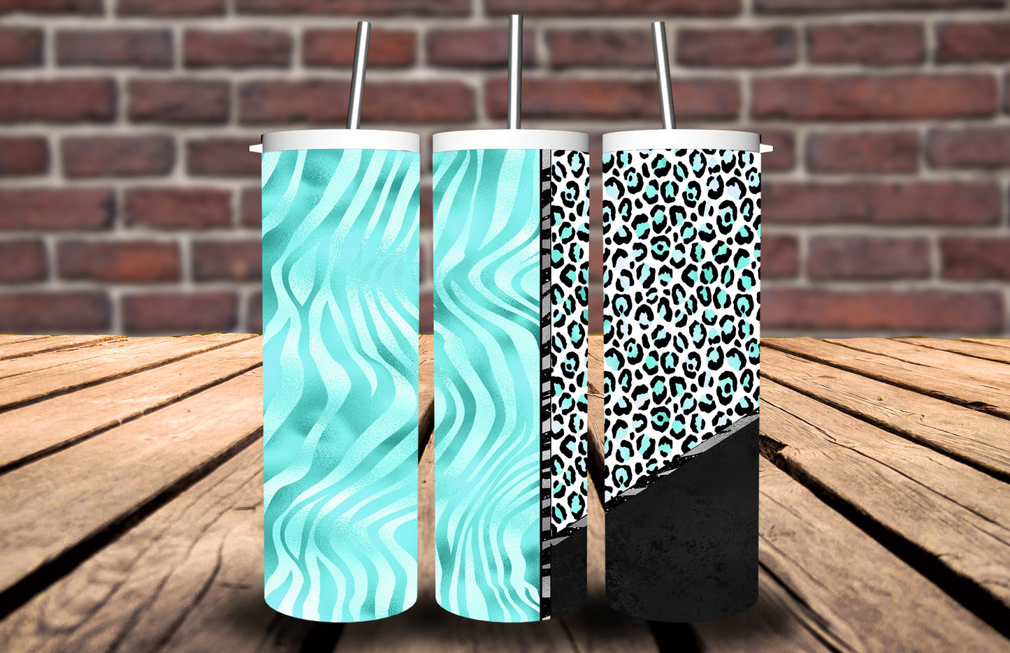 Teal Leopard Velvet Tumbler