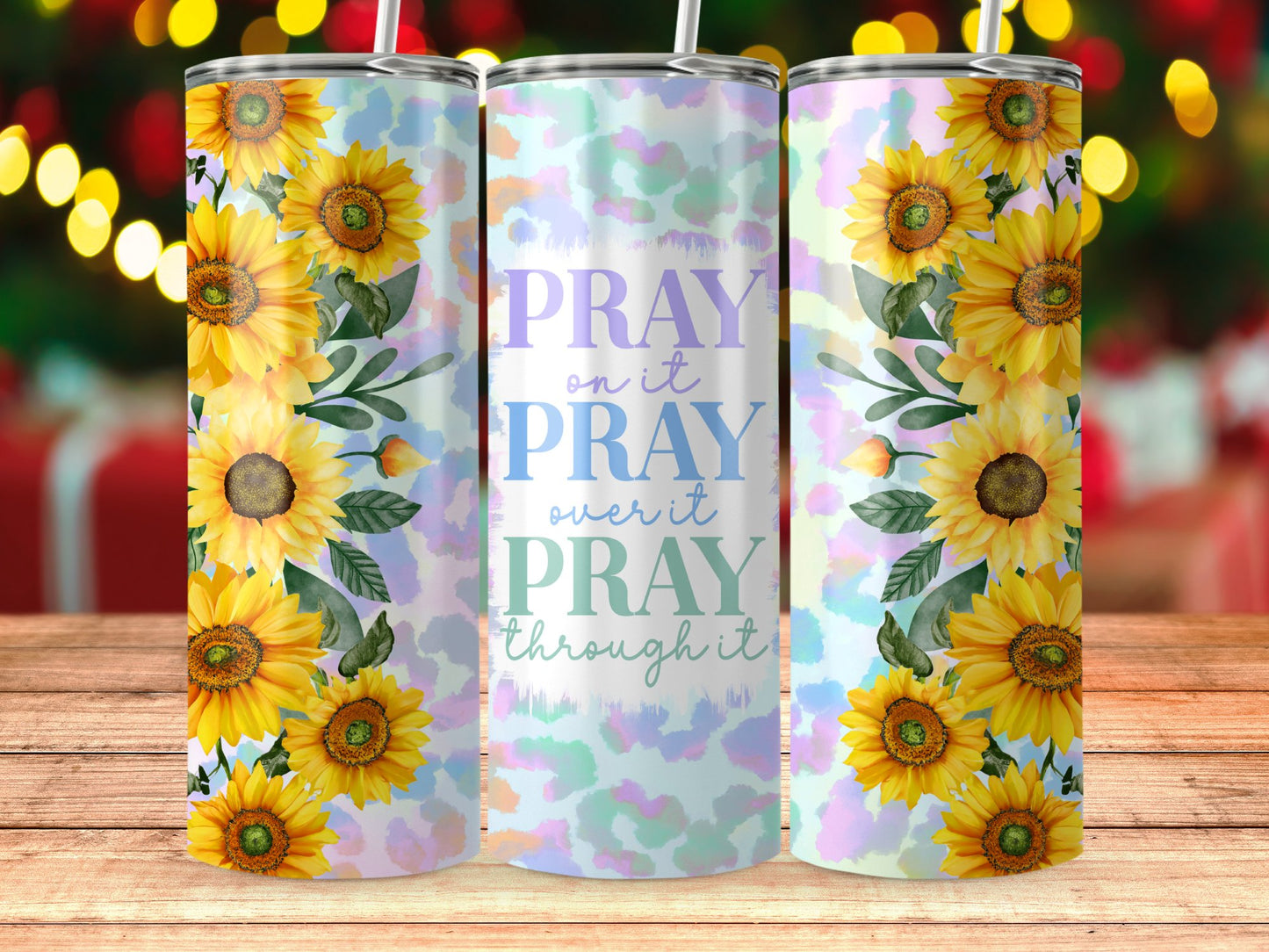 Pray On It Over It Through It Sunflower Tumbler product type