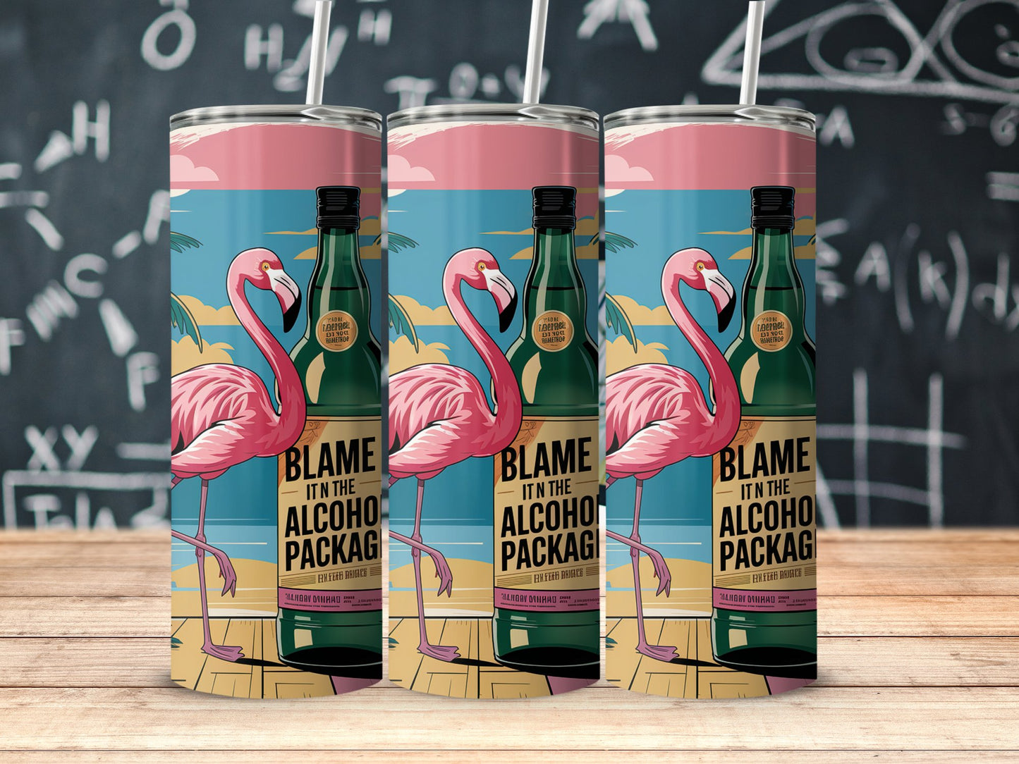 Blame in the Alcohol Package Flamingo Tumbler product