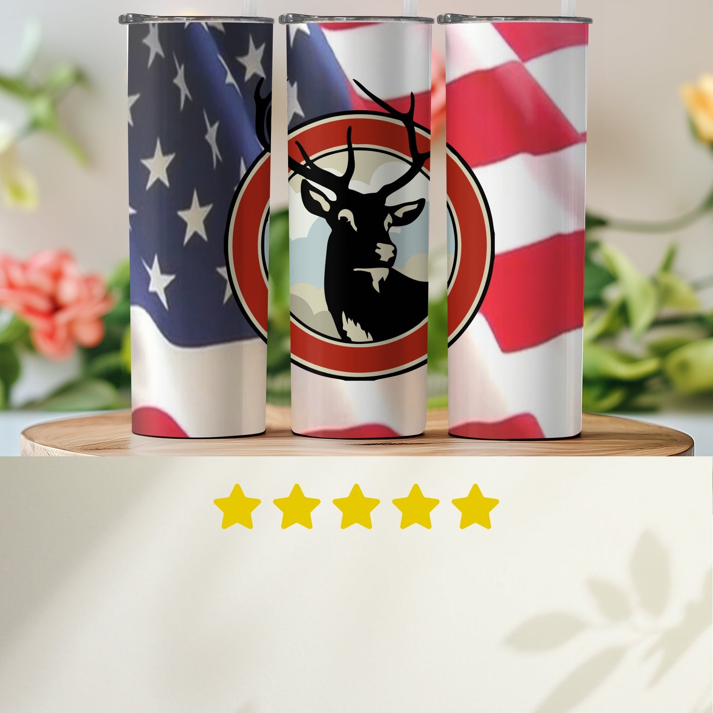 American Flag and Deer Design Insulated Tumbler product