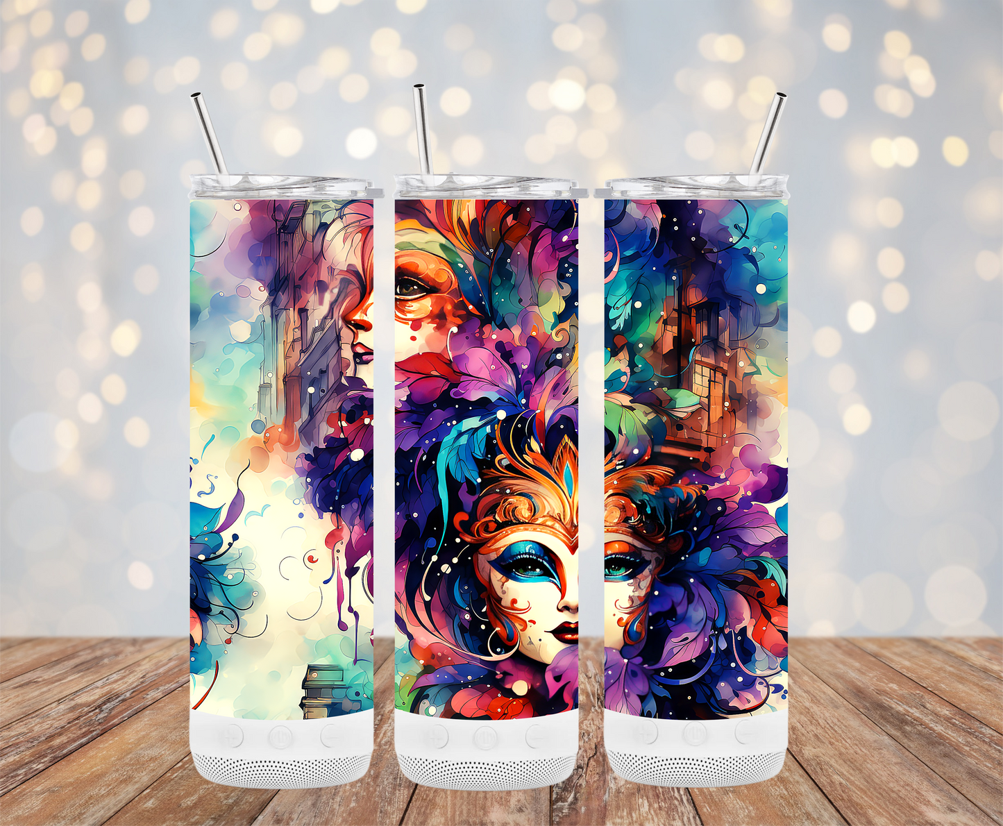 Mardi Faces (Mardi Gras Tumbler)