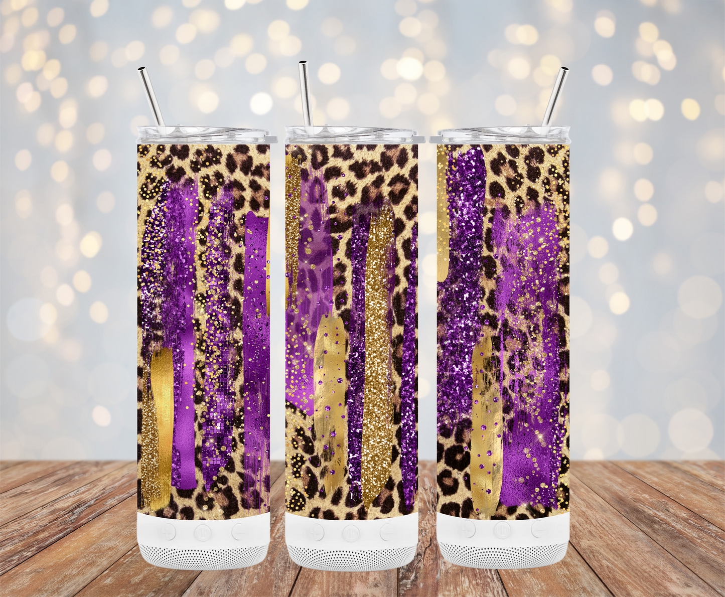 Gold Purple Brush Strokes (Mardi Gras Tumbler)