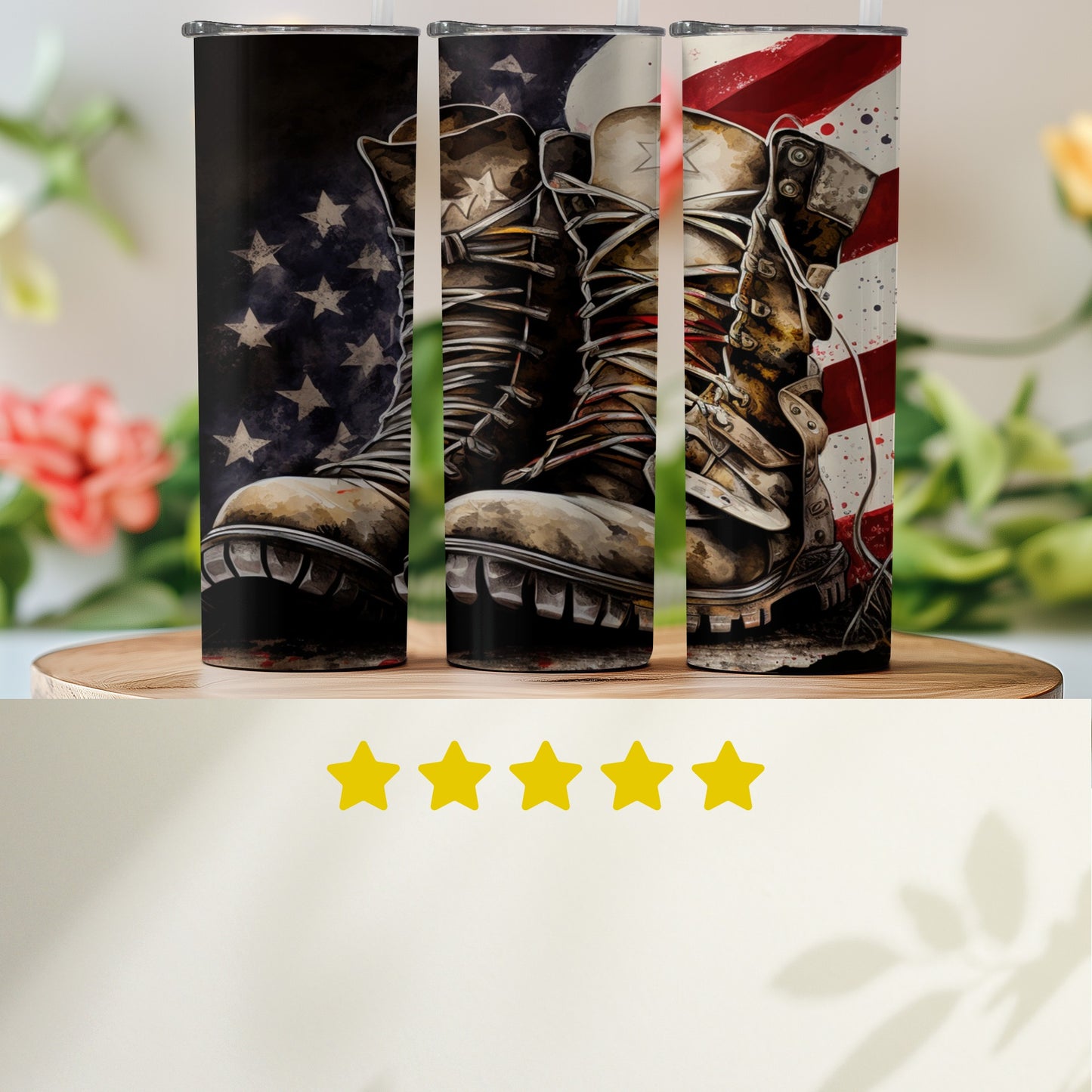 American Flag Veterans Boots Artwork Tumbler product type