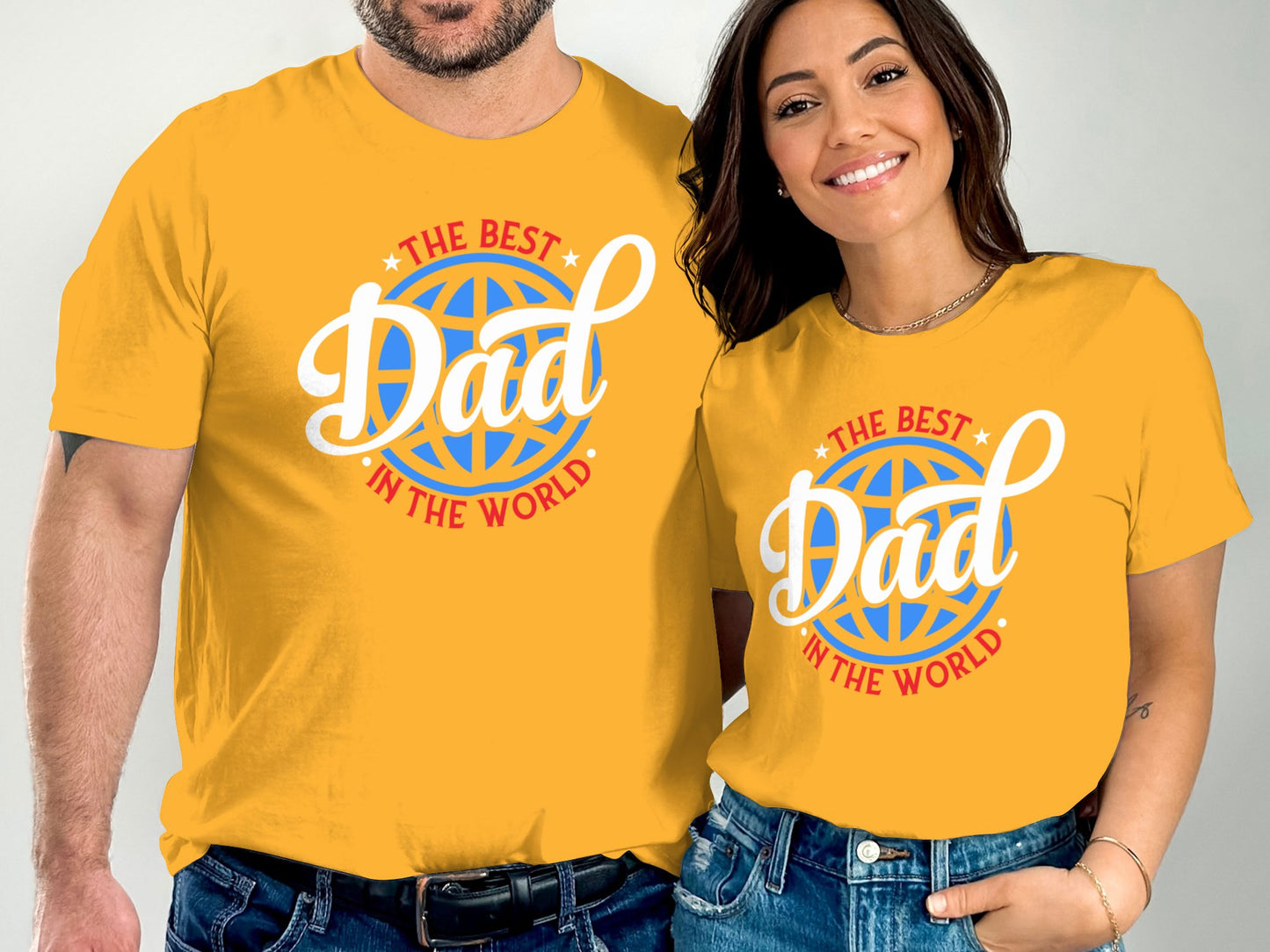 The Best Dad in the World Yellow Graphic T-shirt product type