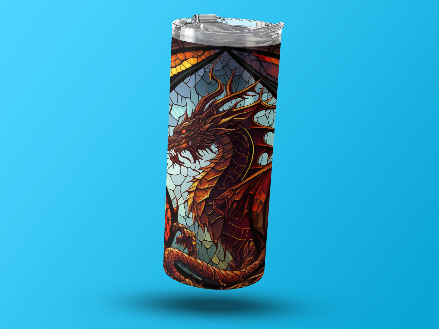 Fantasy Red Dragon Stained Glass Style Beverage Tumbler product
