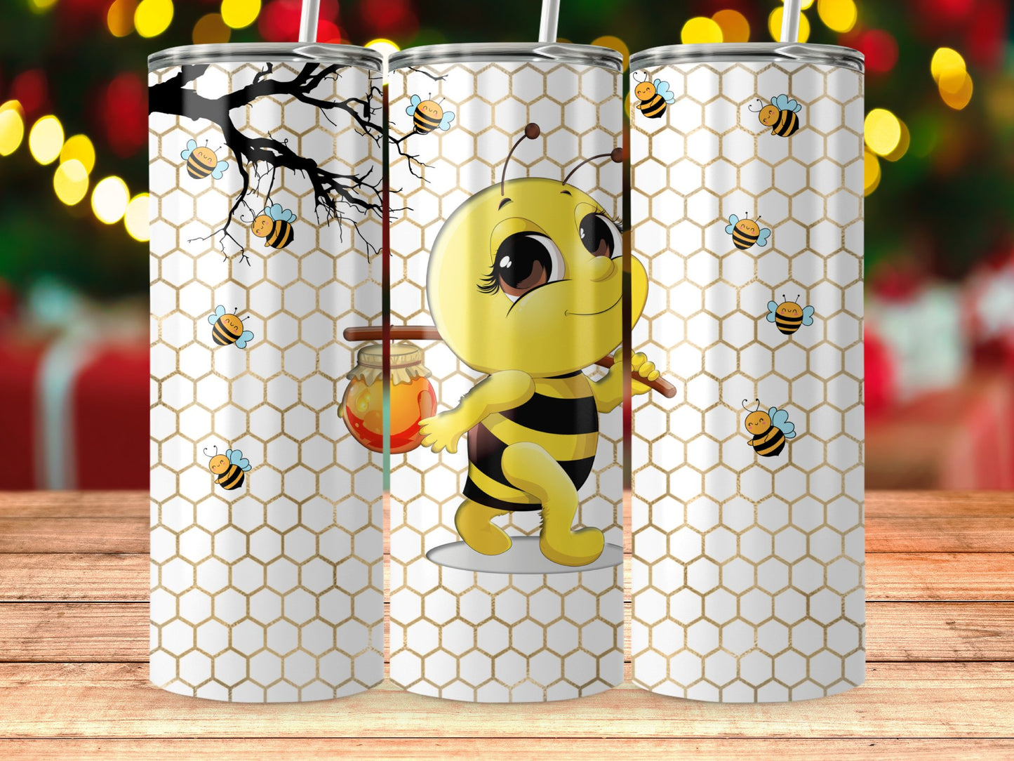 Adorable Bee Themed Tumbler with Honeycomb Design product
