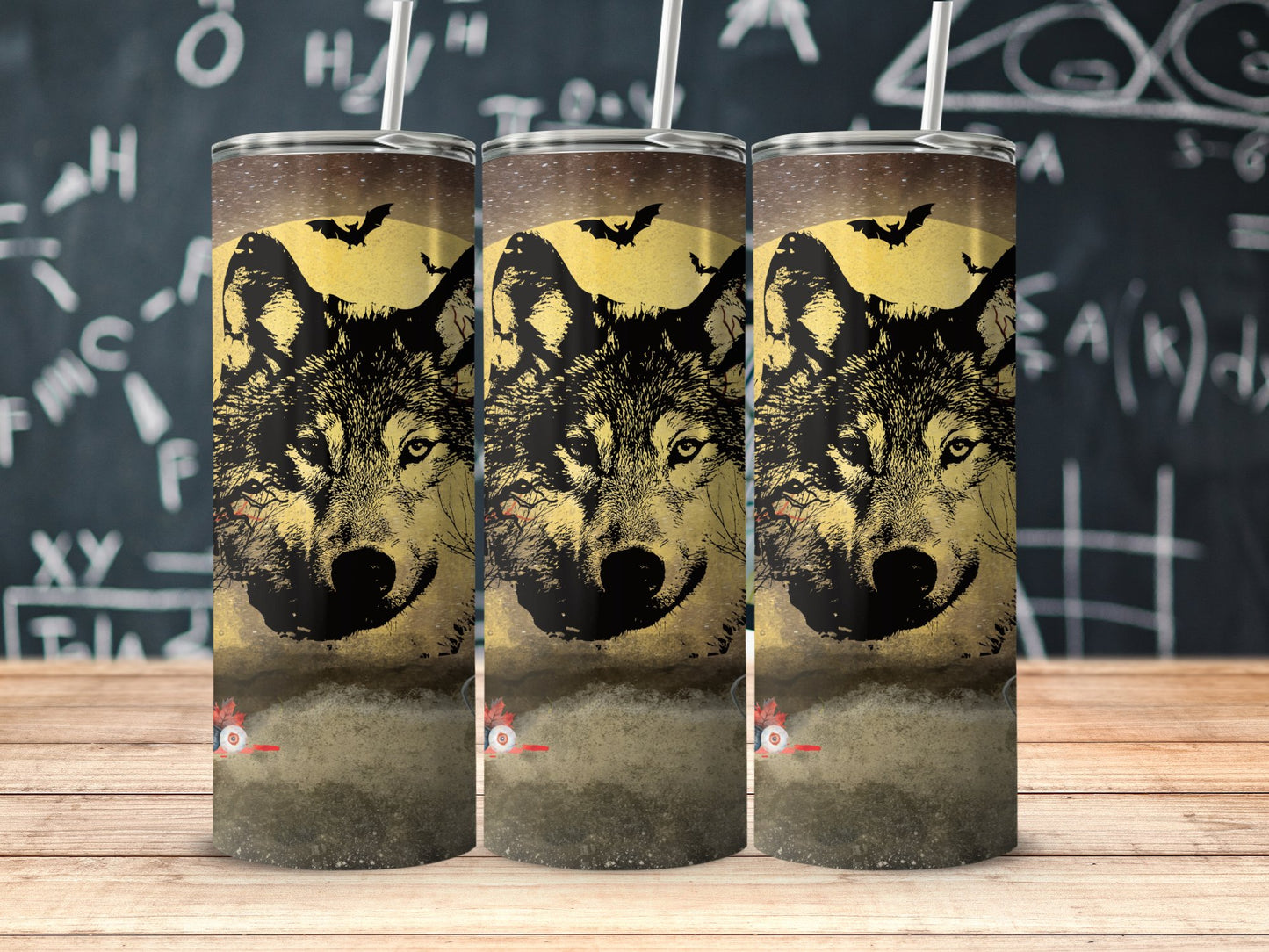 Wolf Design Tumbler with Straw For Drinkware product
