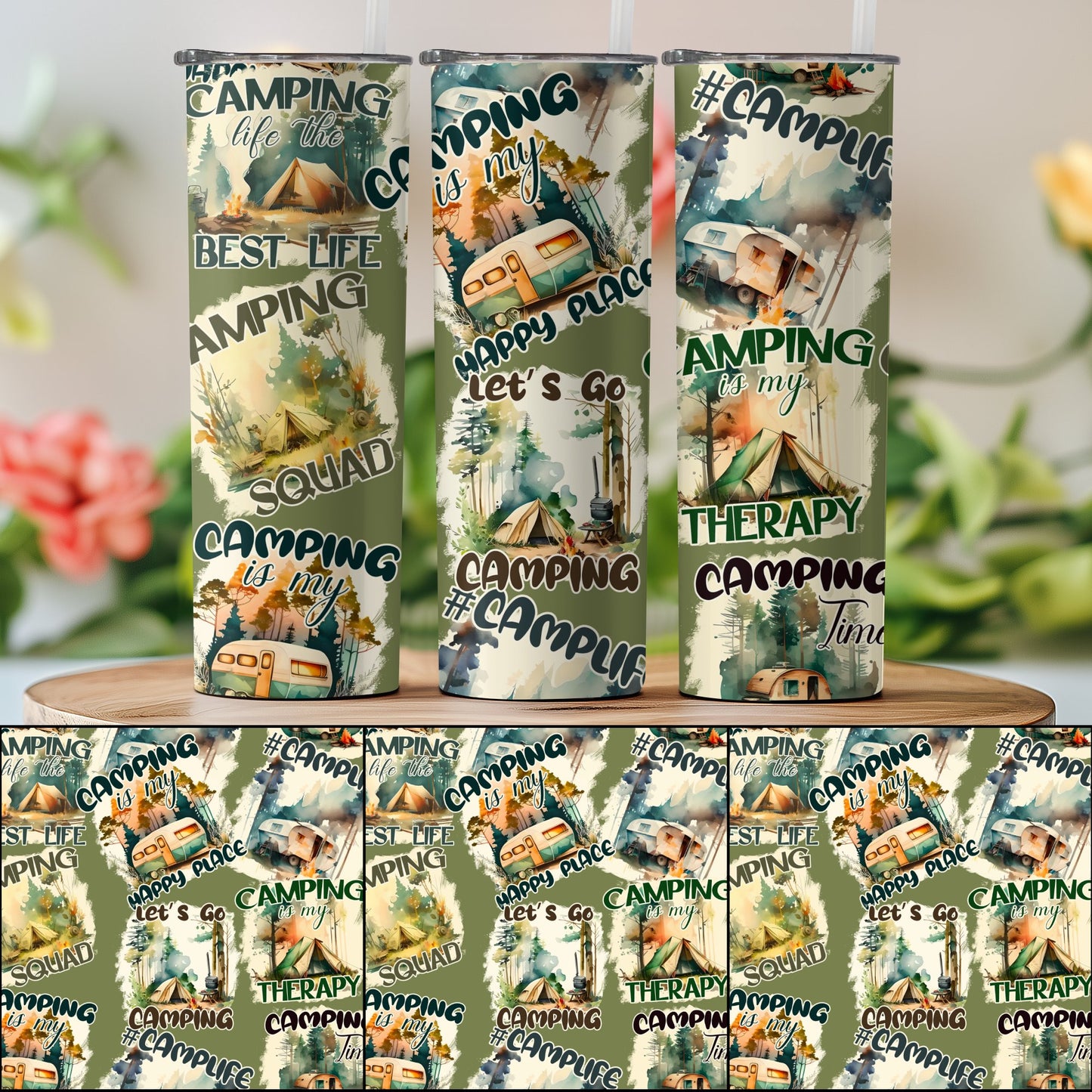Camping Themed Tumbler with Colorful Motivational Product
