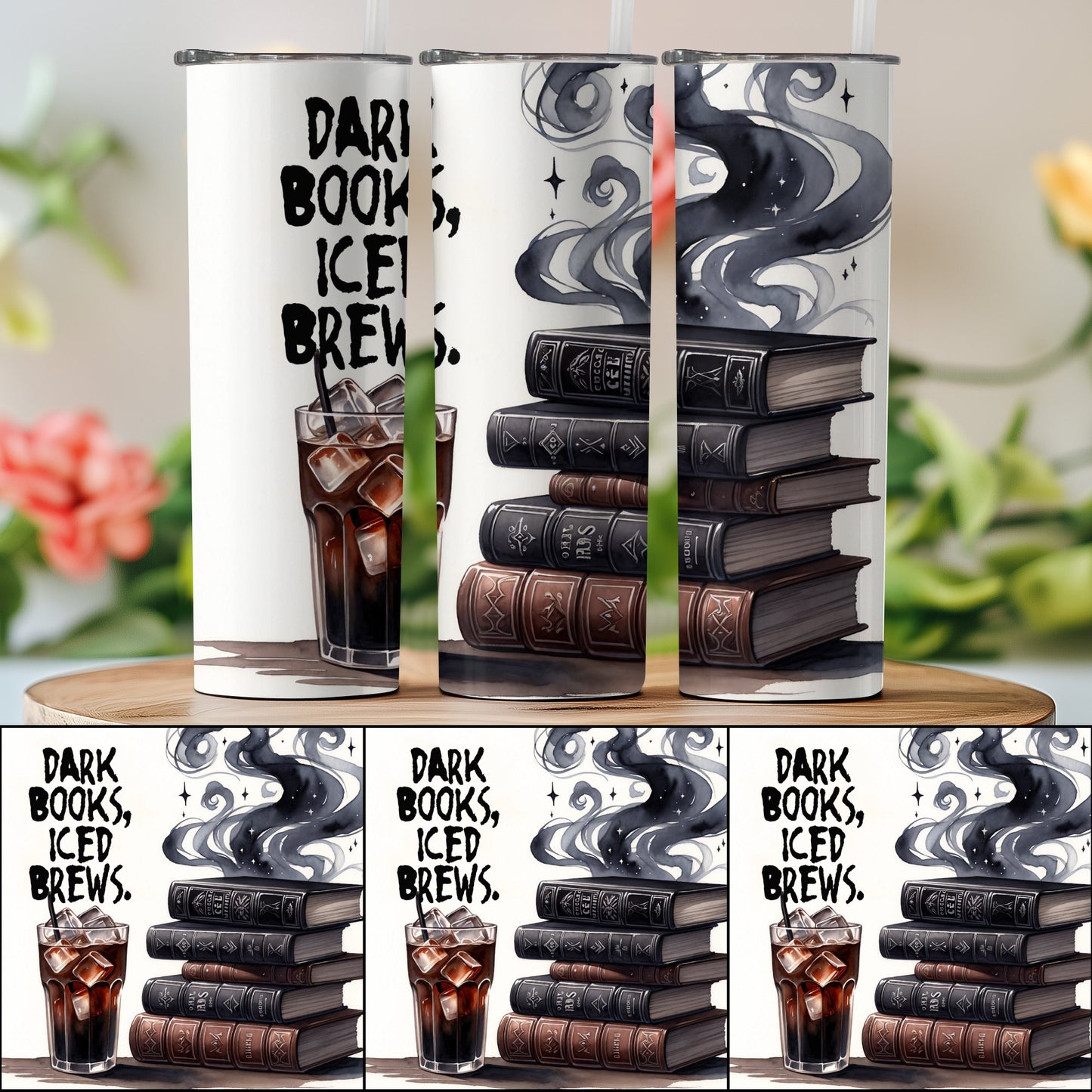 Dark Books Iced Brews Tumblers Unique Drinkware product type