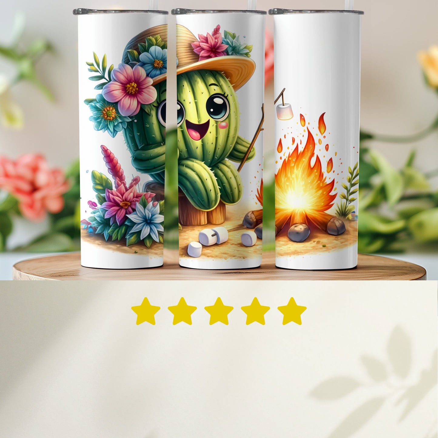 Cute Cactus and Campfire Travel Tumbler product