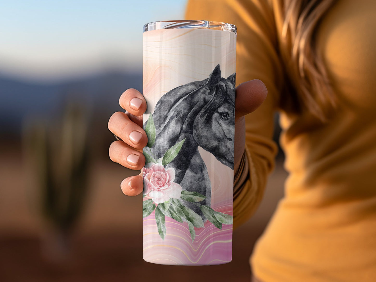 Elegant Horse and Floral Patterned Tumbler product