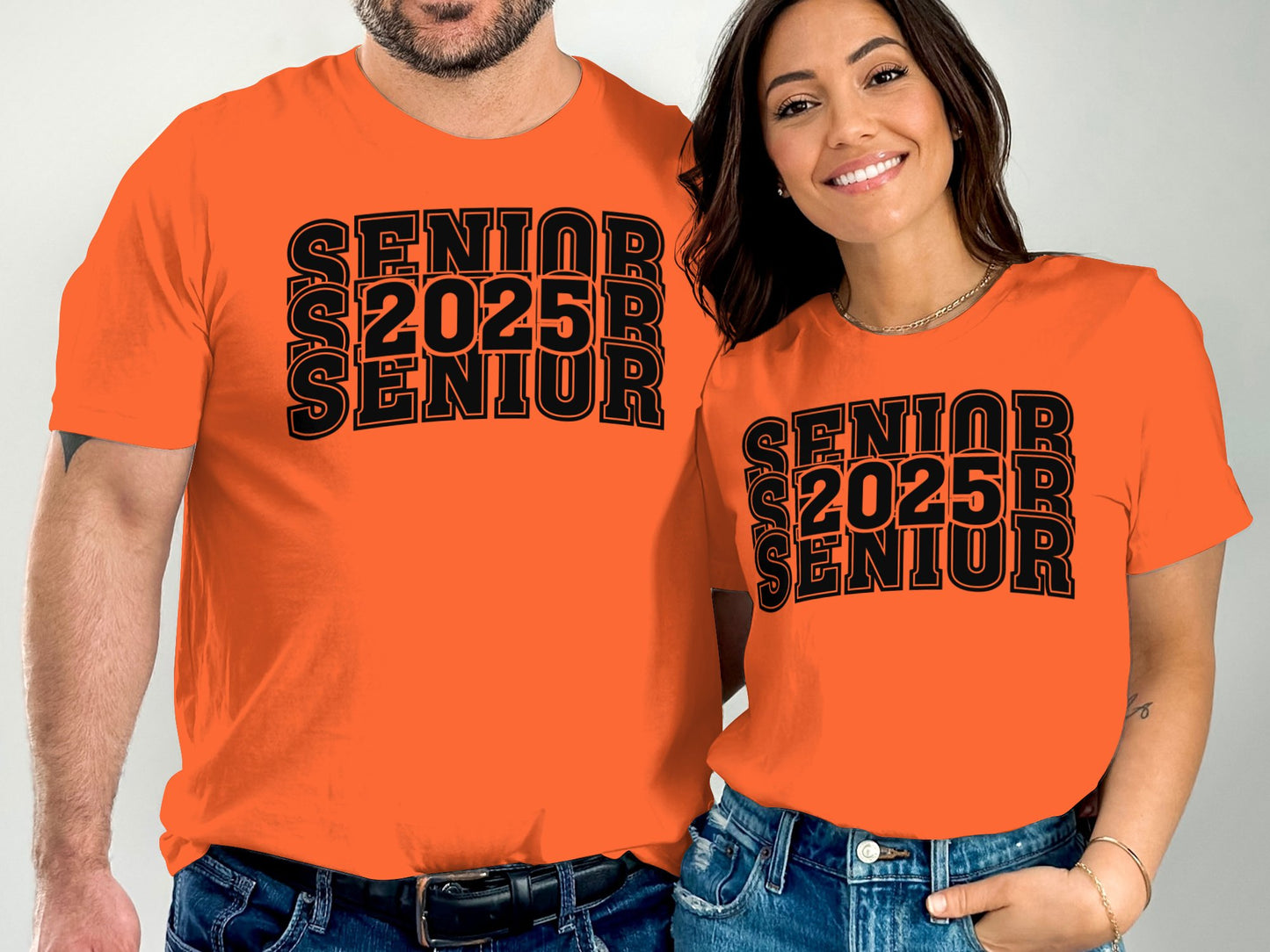 Senior Class of 2025 Bright Orange T-Shirt, Unisex Graduation Shirt, Trendy College Wear