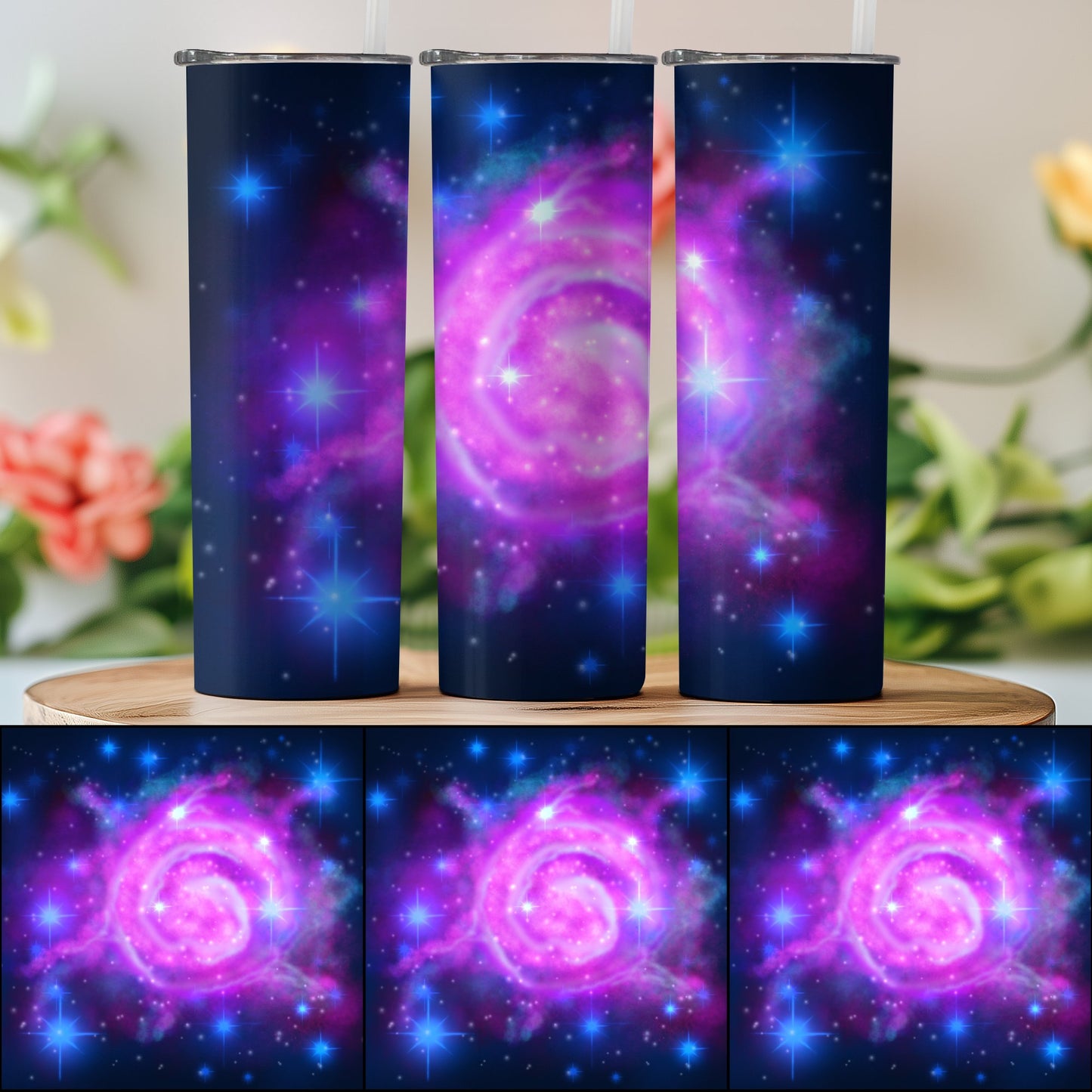Galaxy and Stars Swirling Design Tumbler product