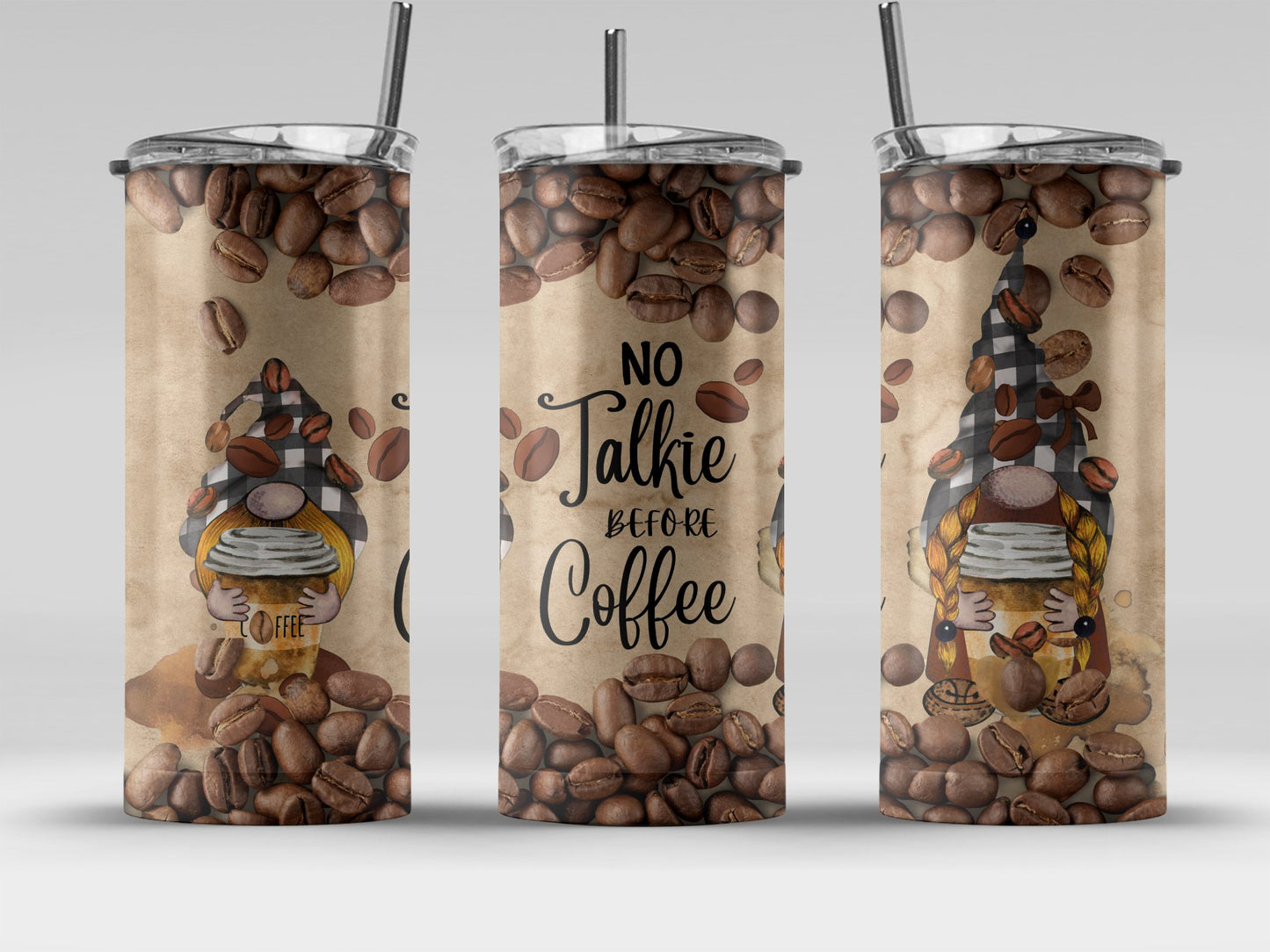 No Talkie Before Coffee Gnome Tumbler product type