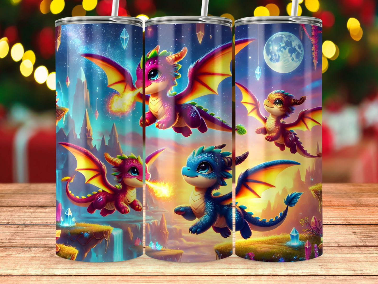 Adorable Flying Dragons Fantasy Themed Tumbler product