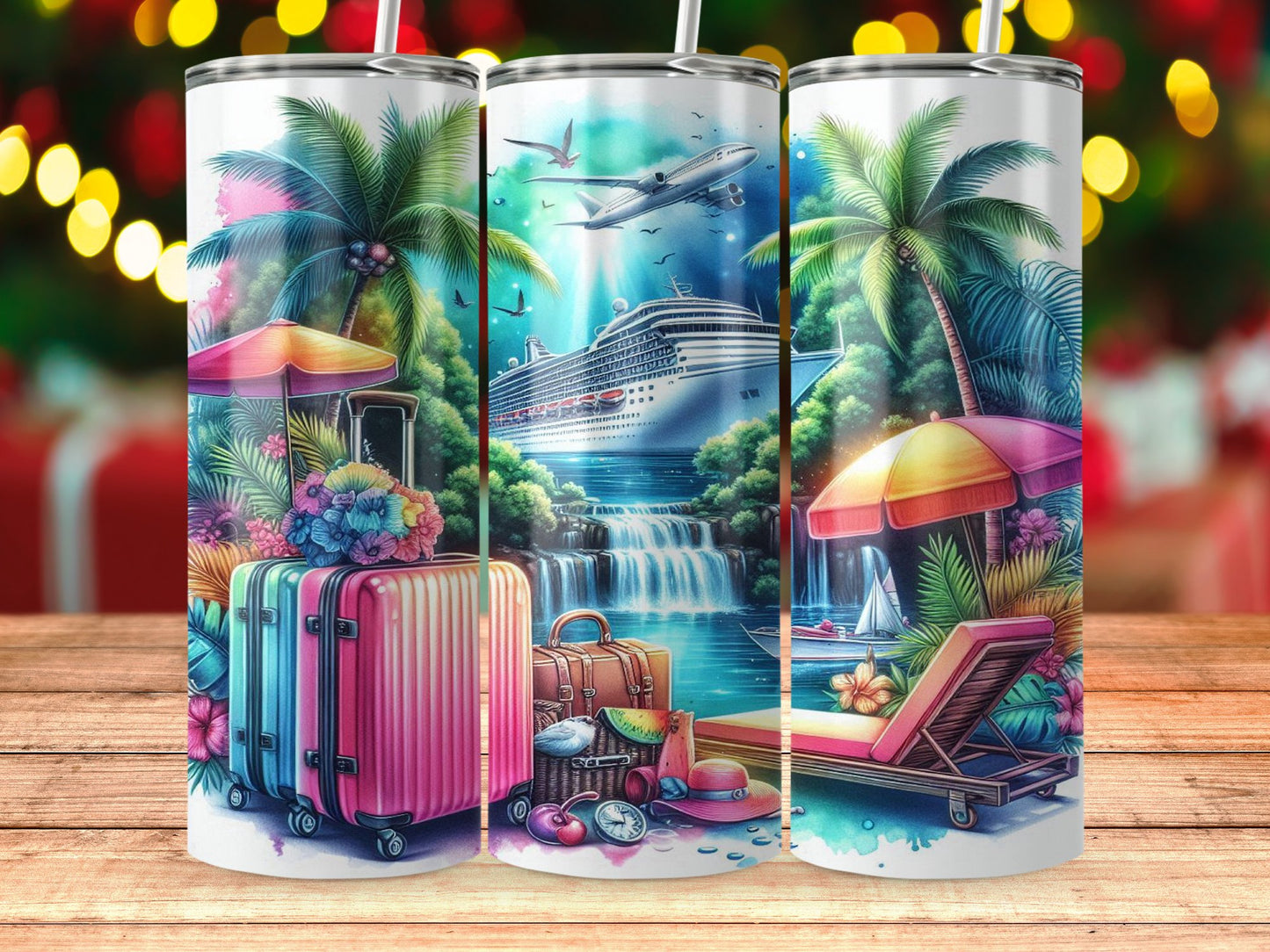 Tropical Paradise Vacation Scene Tumbler product