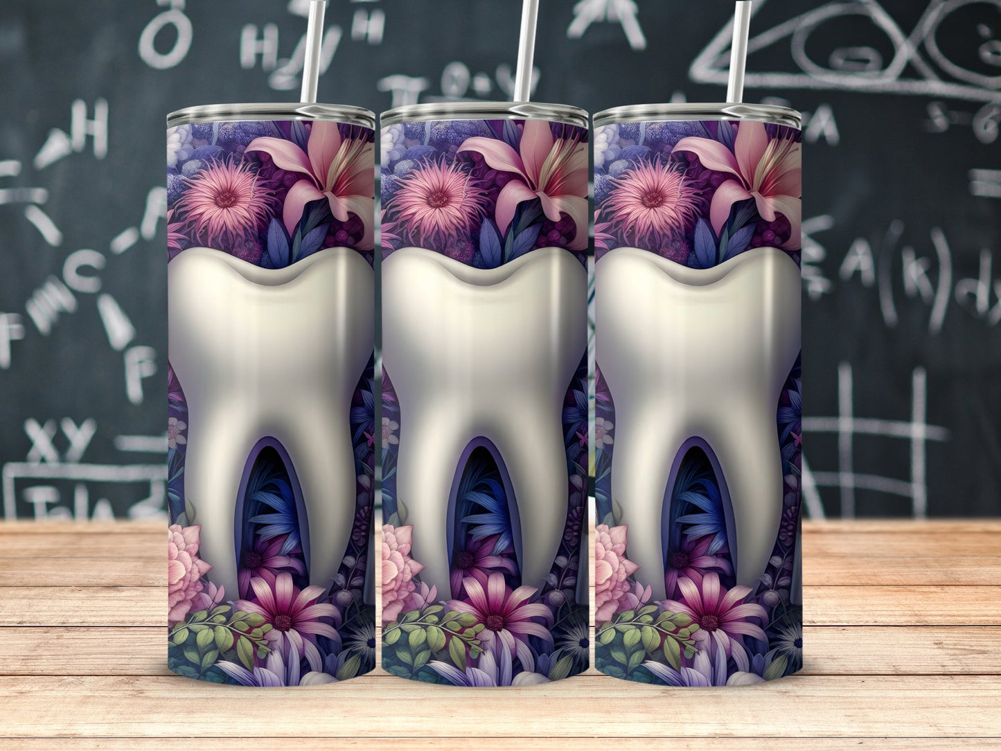 Fun Dental Themed Tumbler with Colorful Floral Design product