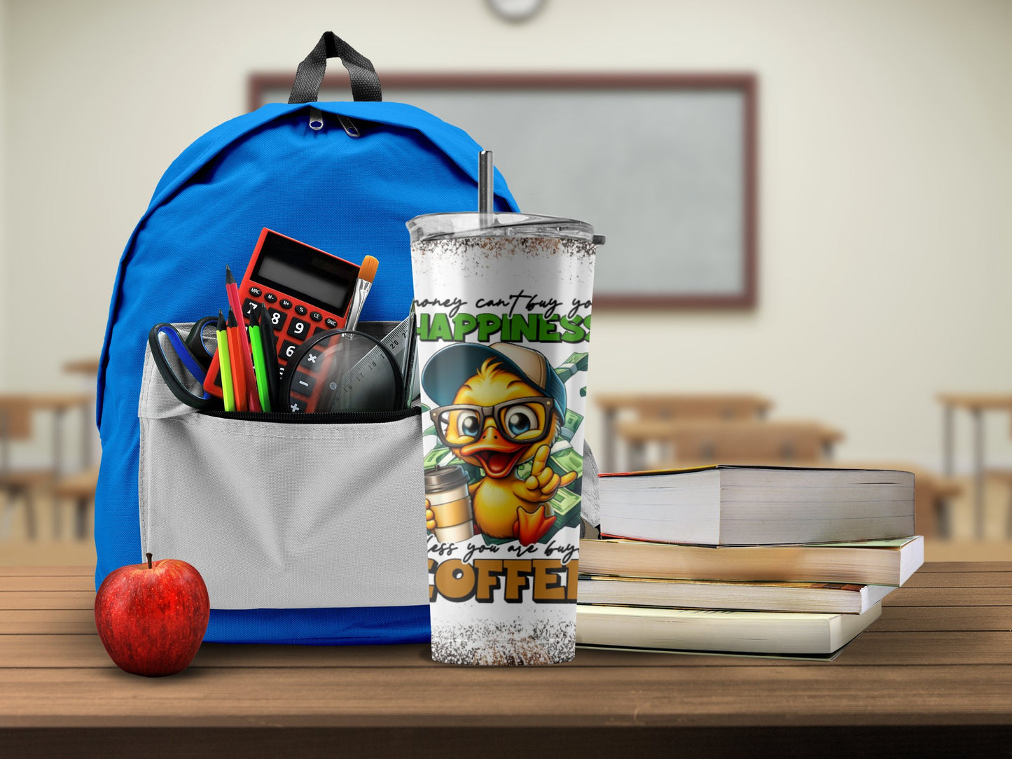 Duck Happiness Coffee Quote Printed Tumbler product type