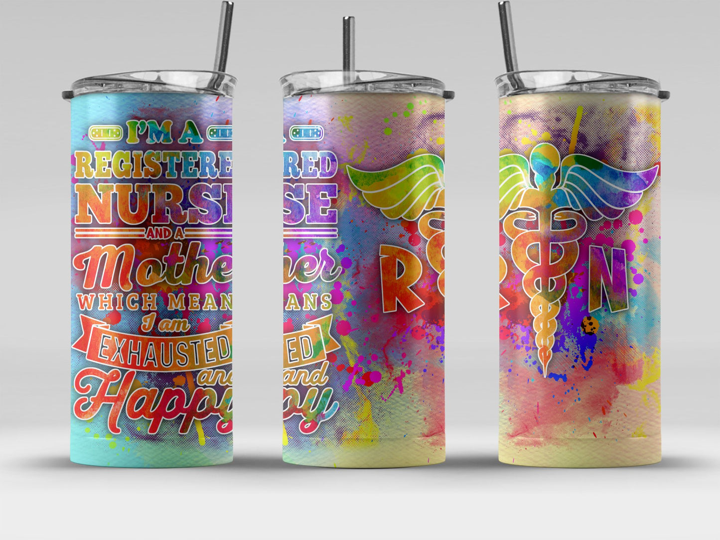 Colorful Registered Nurse and Mother Tumbler product type