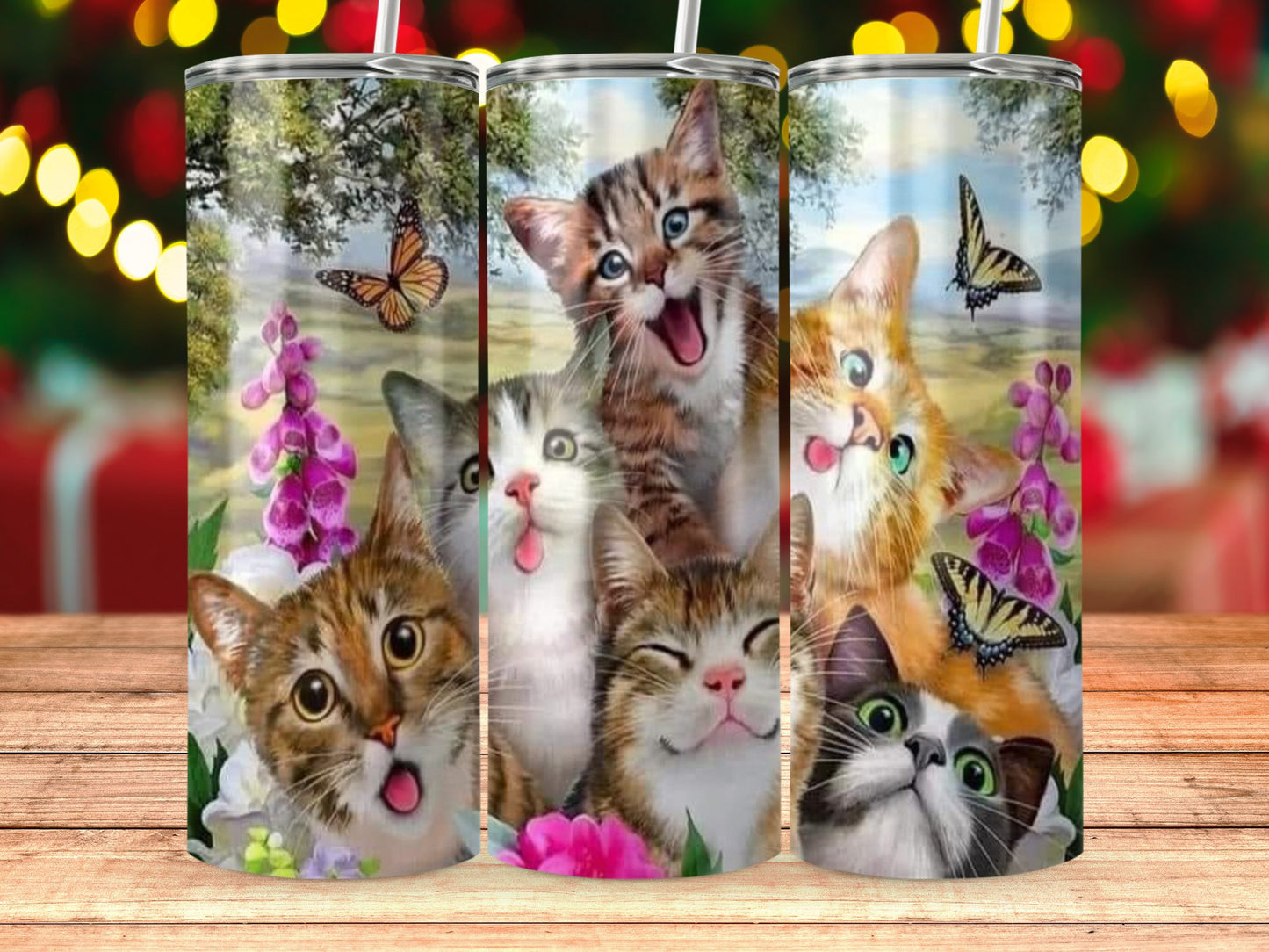 Cute Cats and Butterflies Tumbler Drinkware product type
