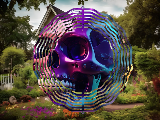 3D Skull Spooky Halloween 2 Wind Spinner