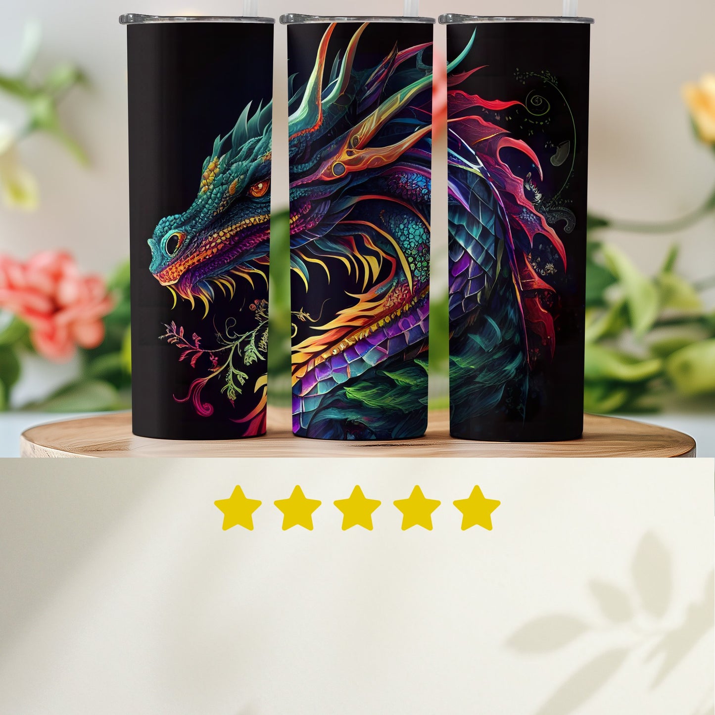 Vibrant Dragon Art Tumbler Fantasy Design product type