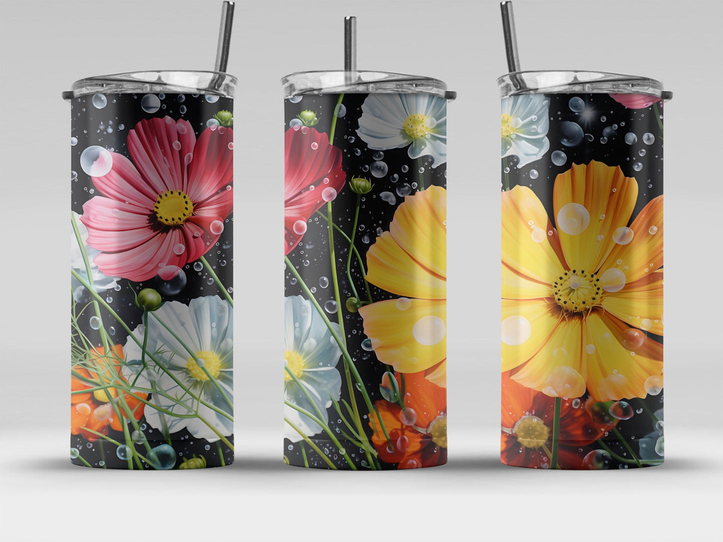 Vibrant Floral Tumbler with Straw Insulated Drinkware product type
