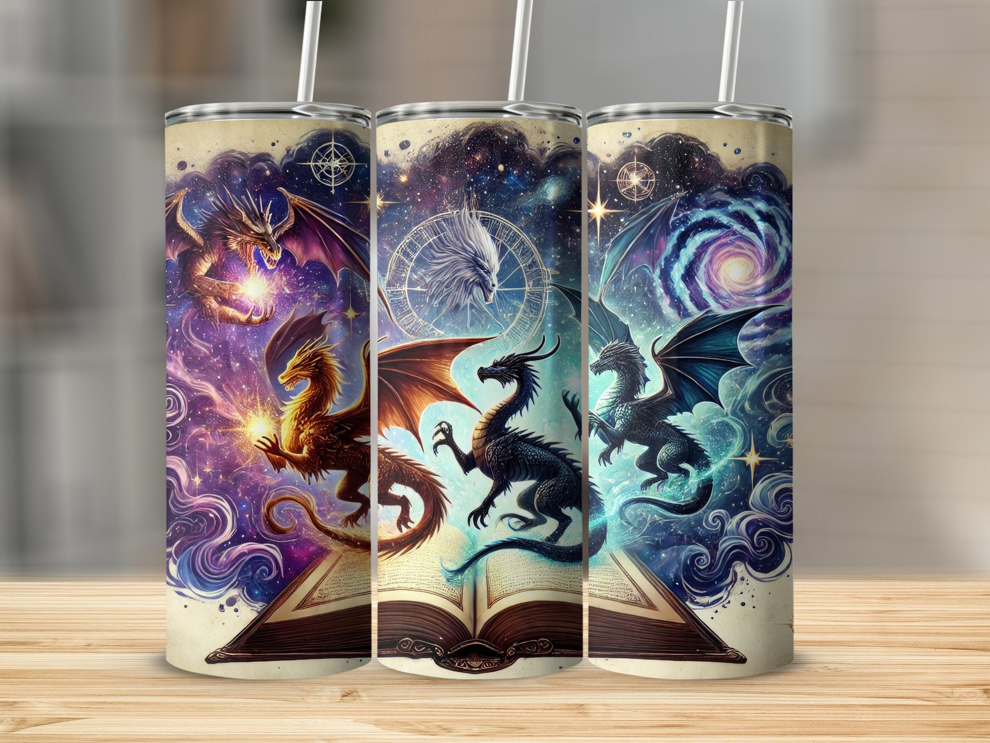 Fantasy Dragons and Galaxy Design Tumbler product type