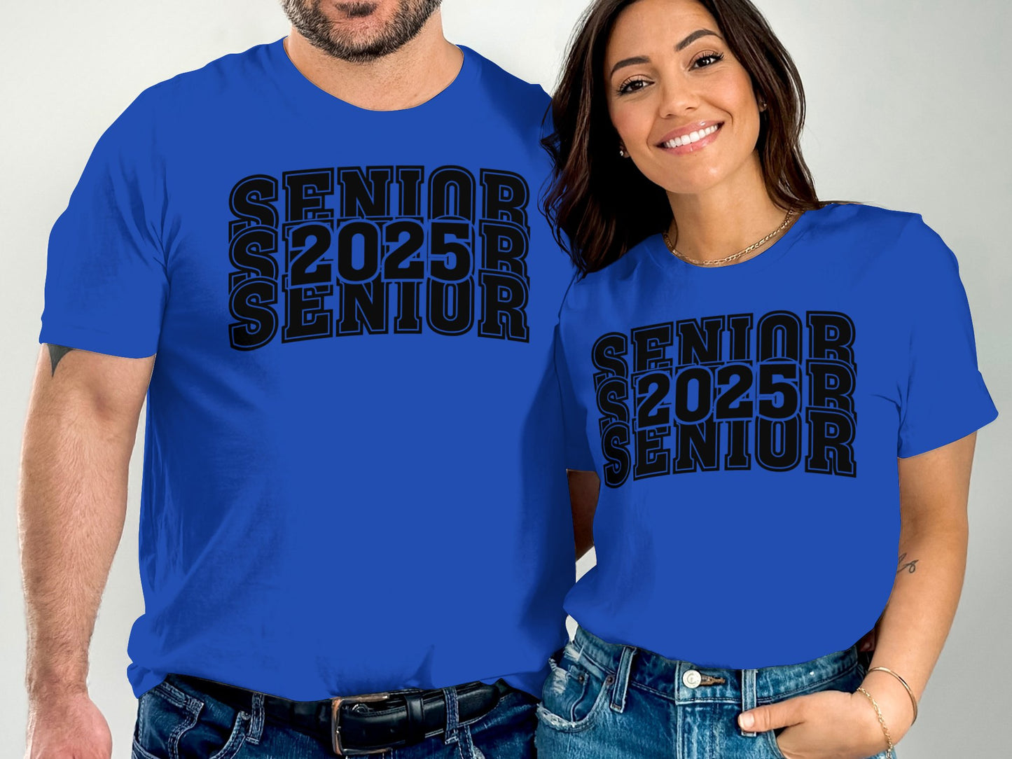 Senior 2025 T-Shirt, Matching Couple Tees, Graduation Celebration, Blue High School Graduate Shirt.