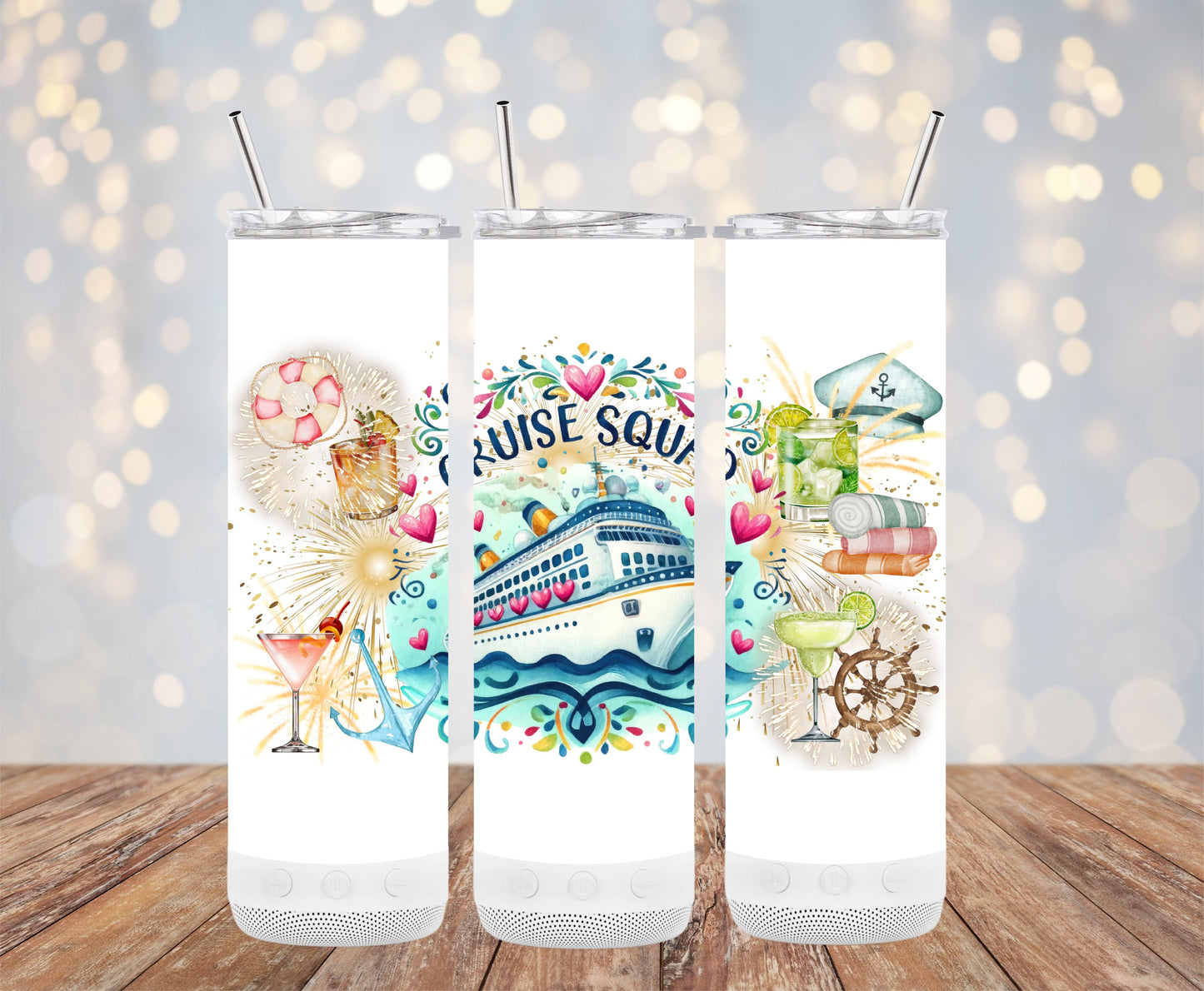 Cruise Squad Themed Tumbler Set Stylish Drinkware Product