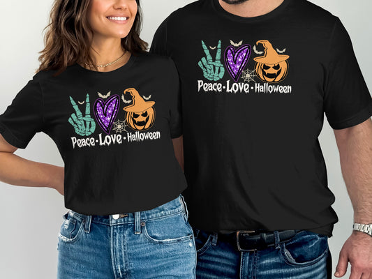 Peace Love Halloween Graphic Tee Shirt product type