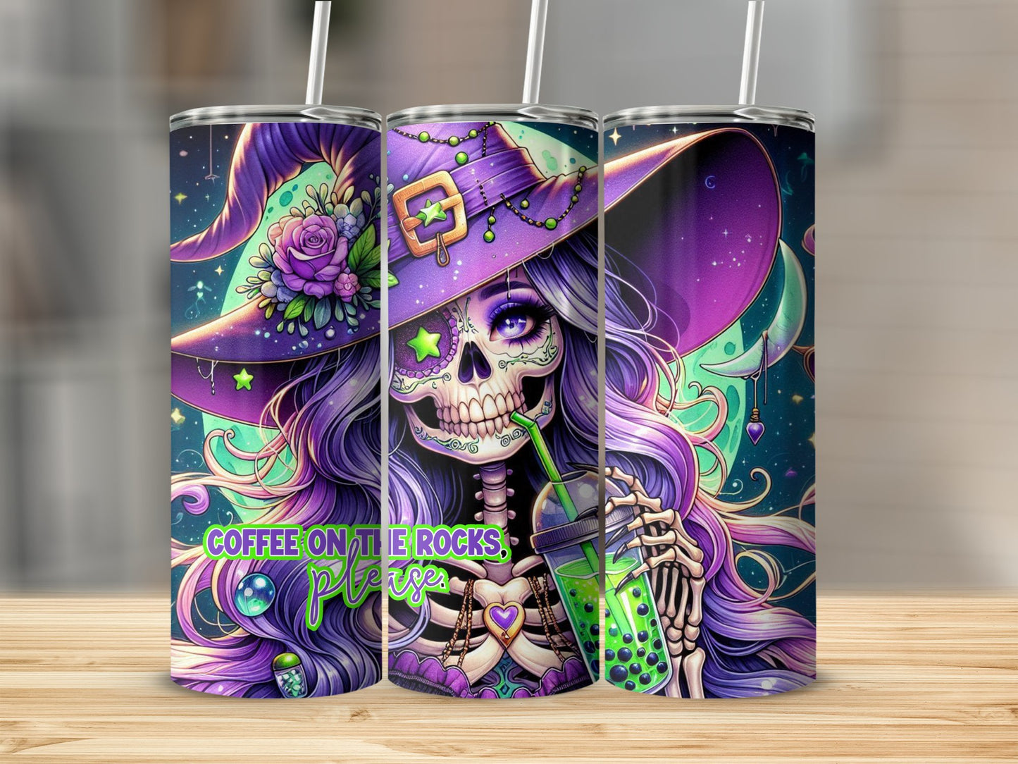 Purple Skeleton Witch Coffee On The Rocks Tumbler product