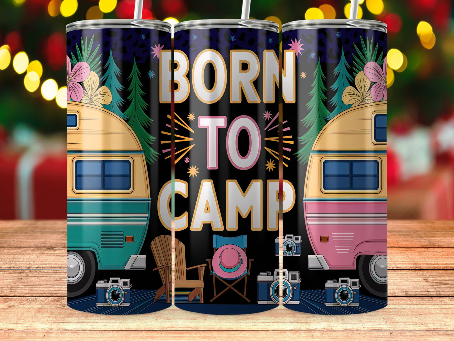 Born to Camp Travel Tumbler with Lids Drinkware product