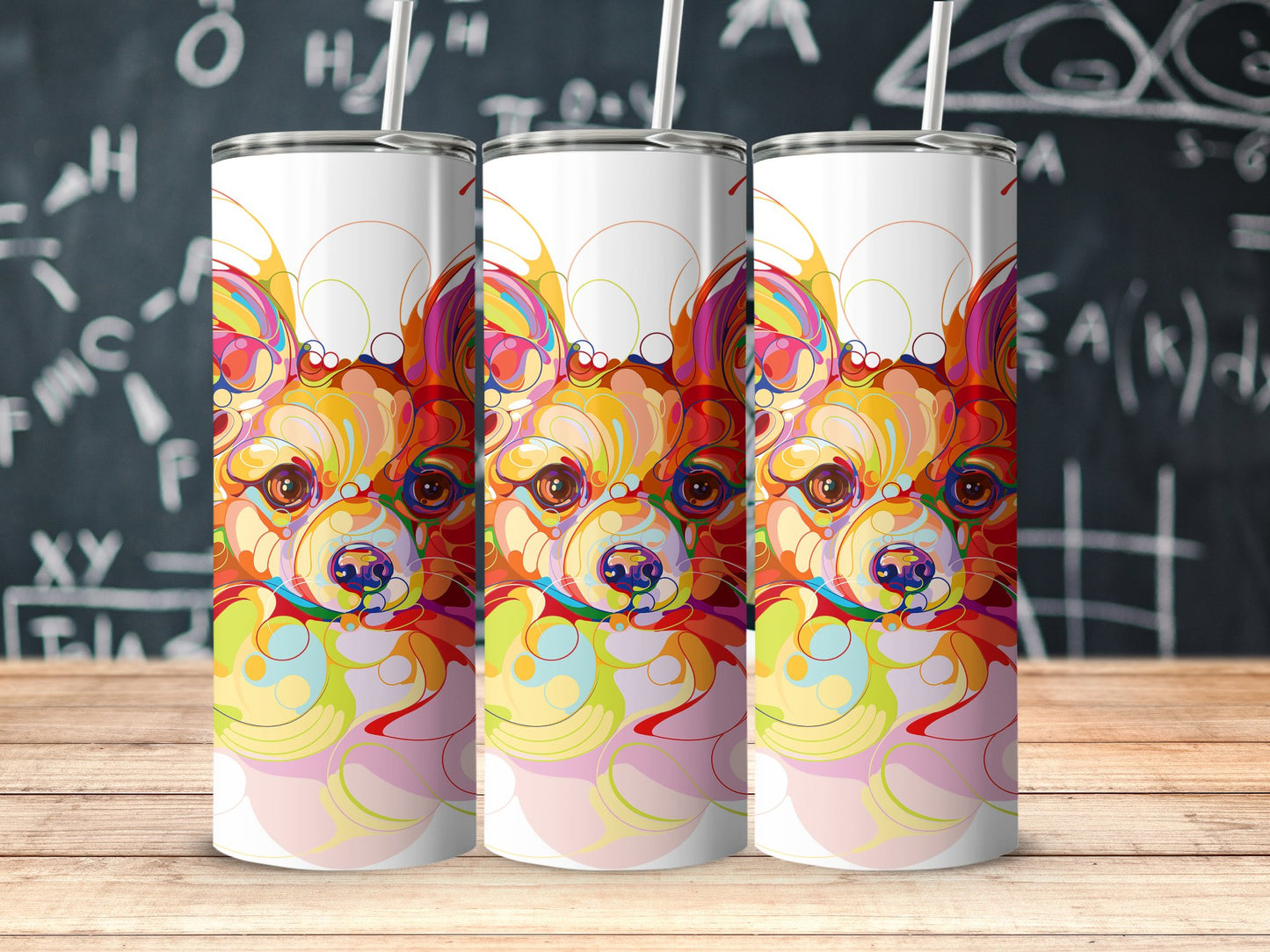 Colorful Abstract Dog Art Double-Walled Tumbler product