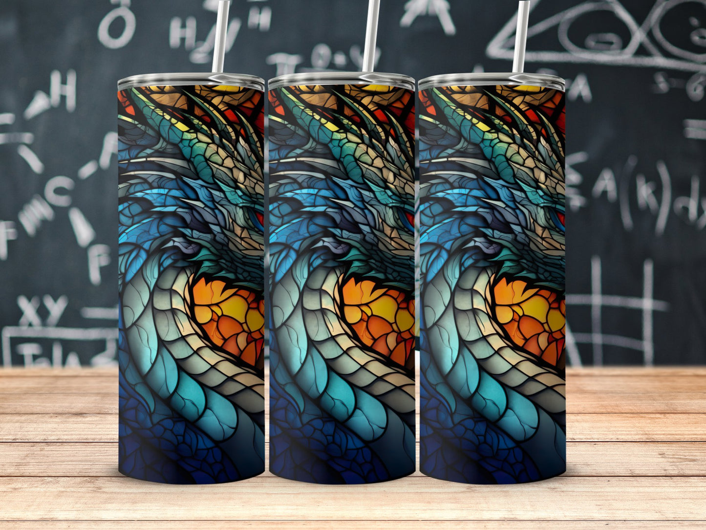 Dragon Stained Glass Style Tumbler Cup Gift Product