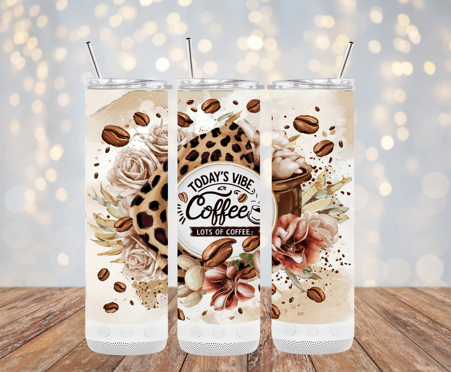 Today's Vibe Coffee Leopard Floral Print Tumbler product type