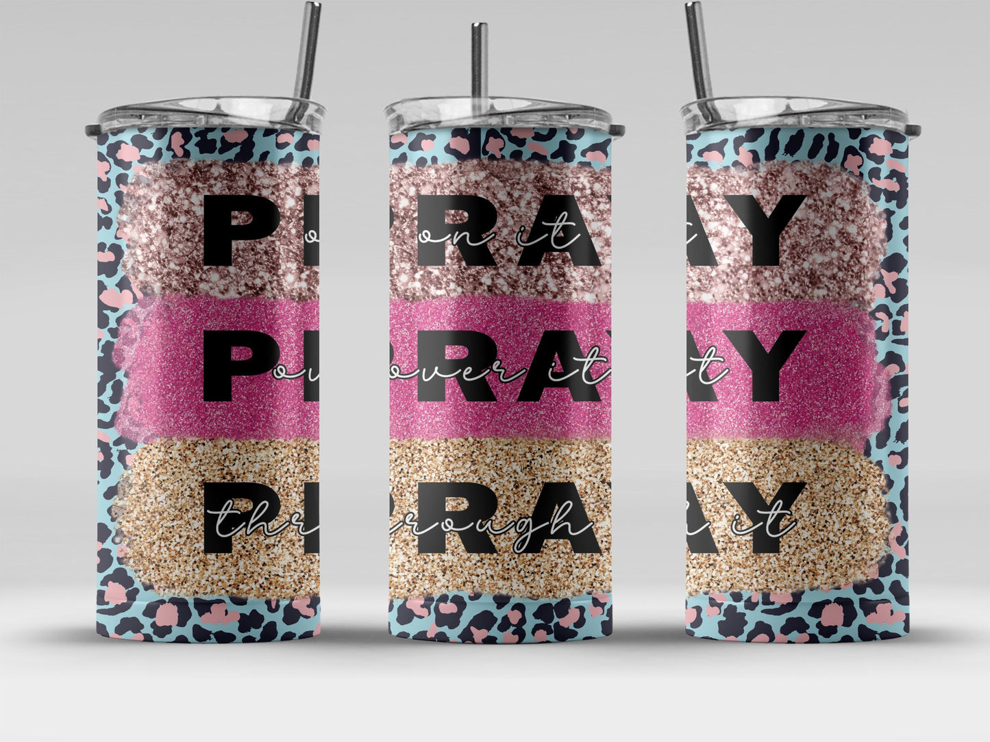 Pray Pray Pray Leopard Print Tumbler product