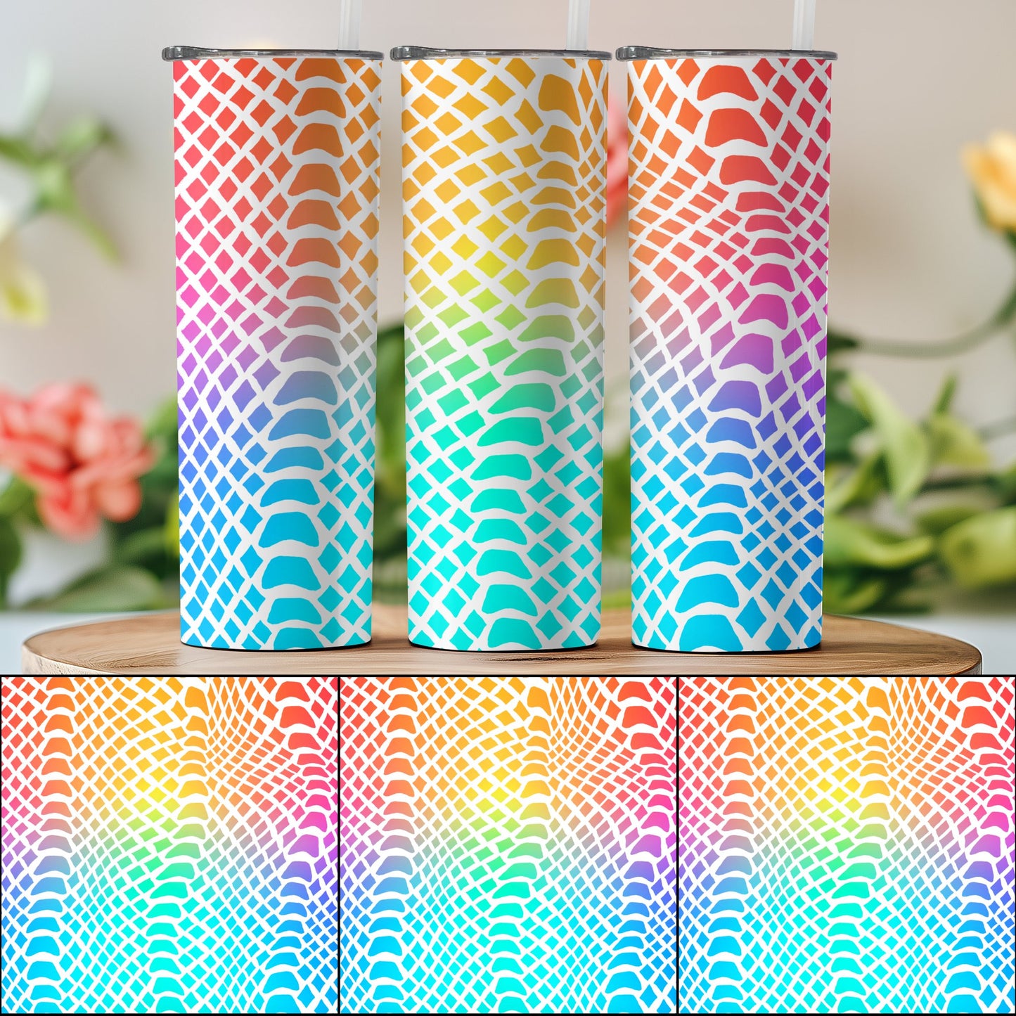 Vibrant Rainbow Gradient Mesh Pattern Drinkware product