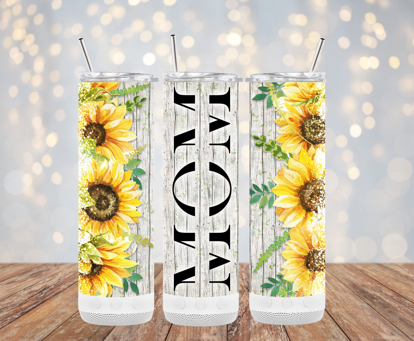 Mom Sunflower Wood Tumbler