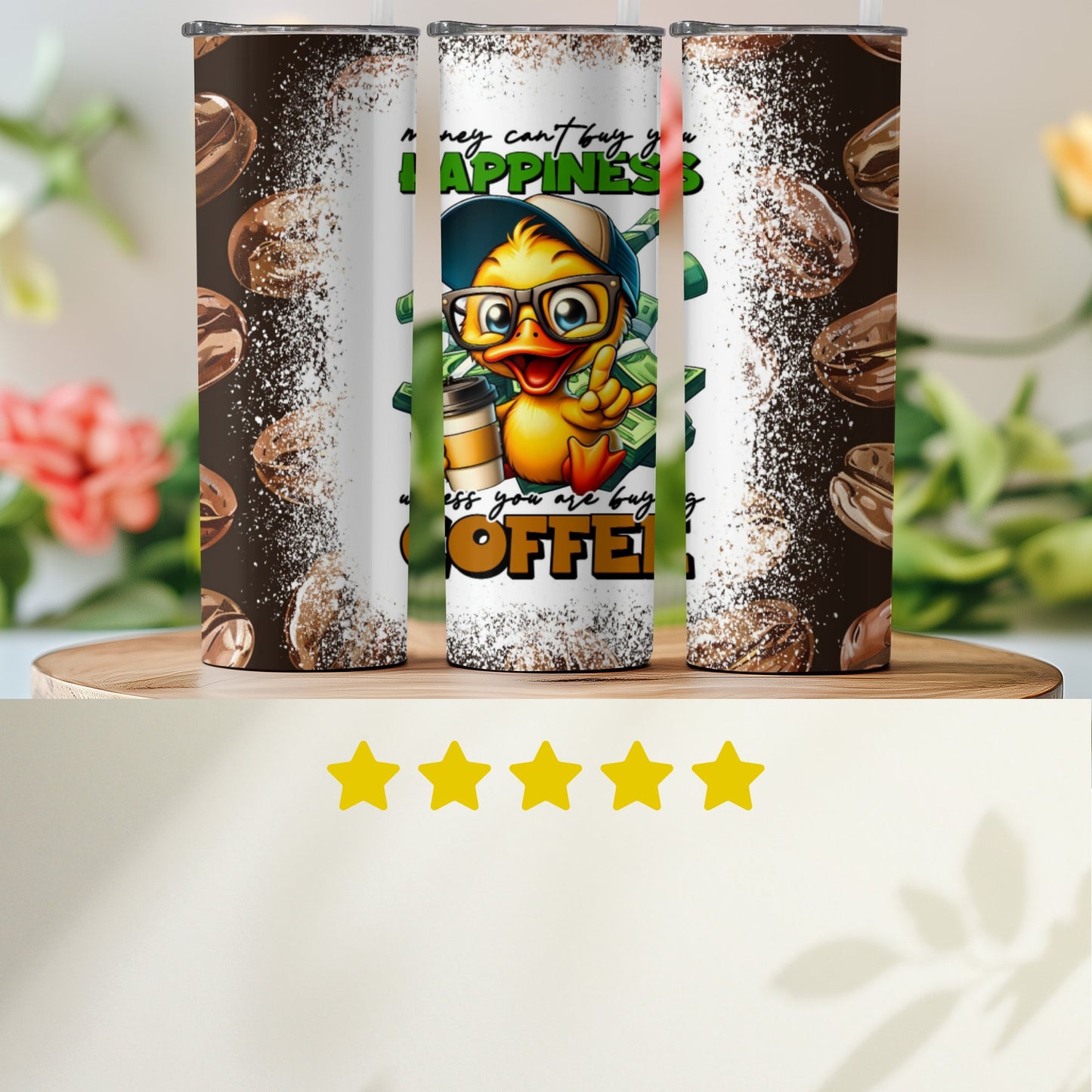 Happiness Coffee Cartoon Graphic Travel Mug product