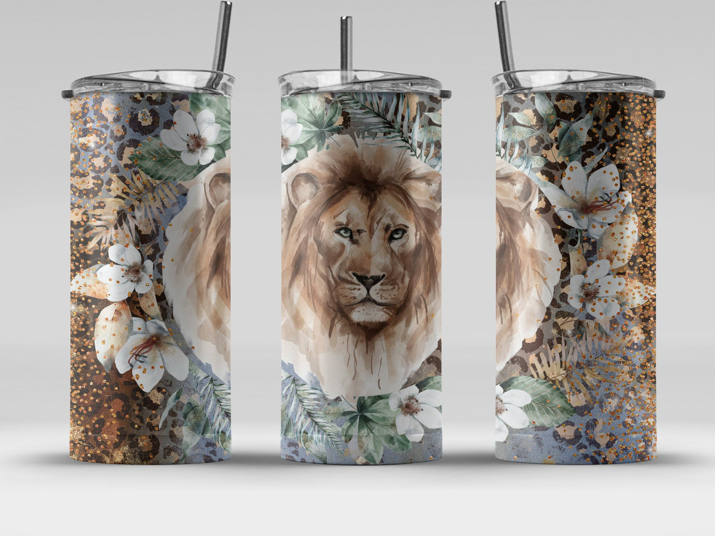 Lion with Floral Design Insulated Tumbler product type