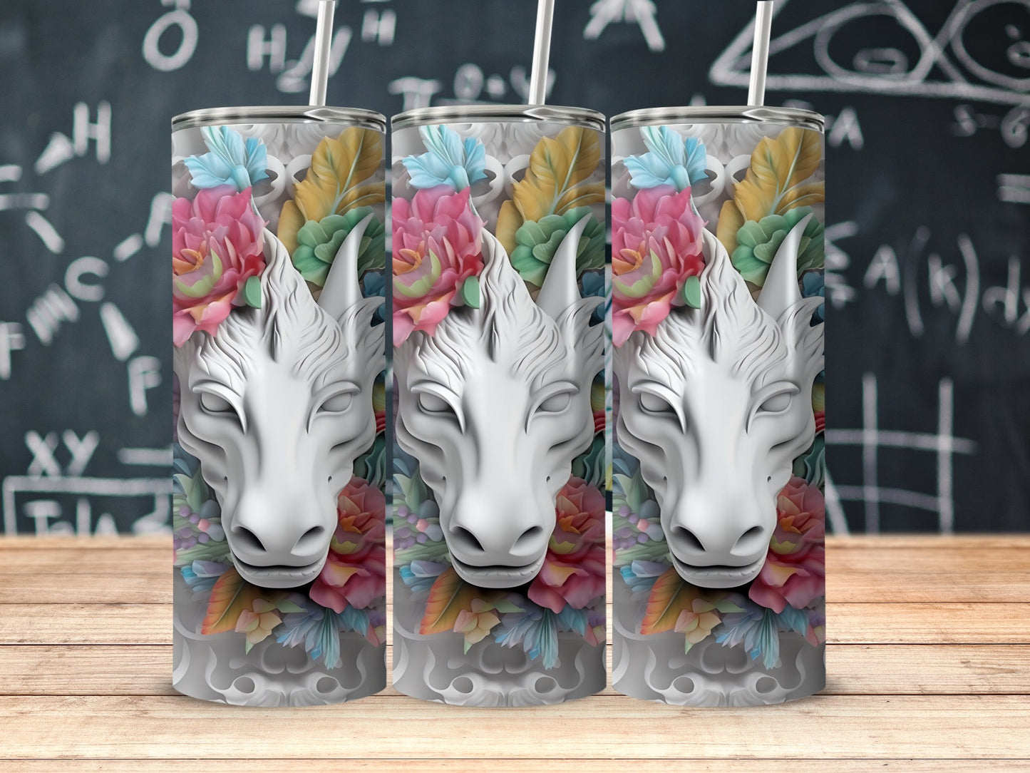 Elegant Unicorn and Floral Design Tumbler product type