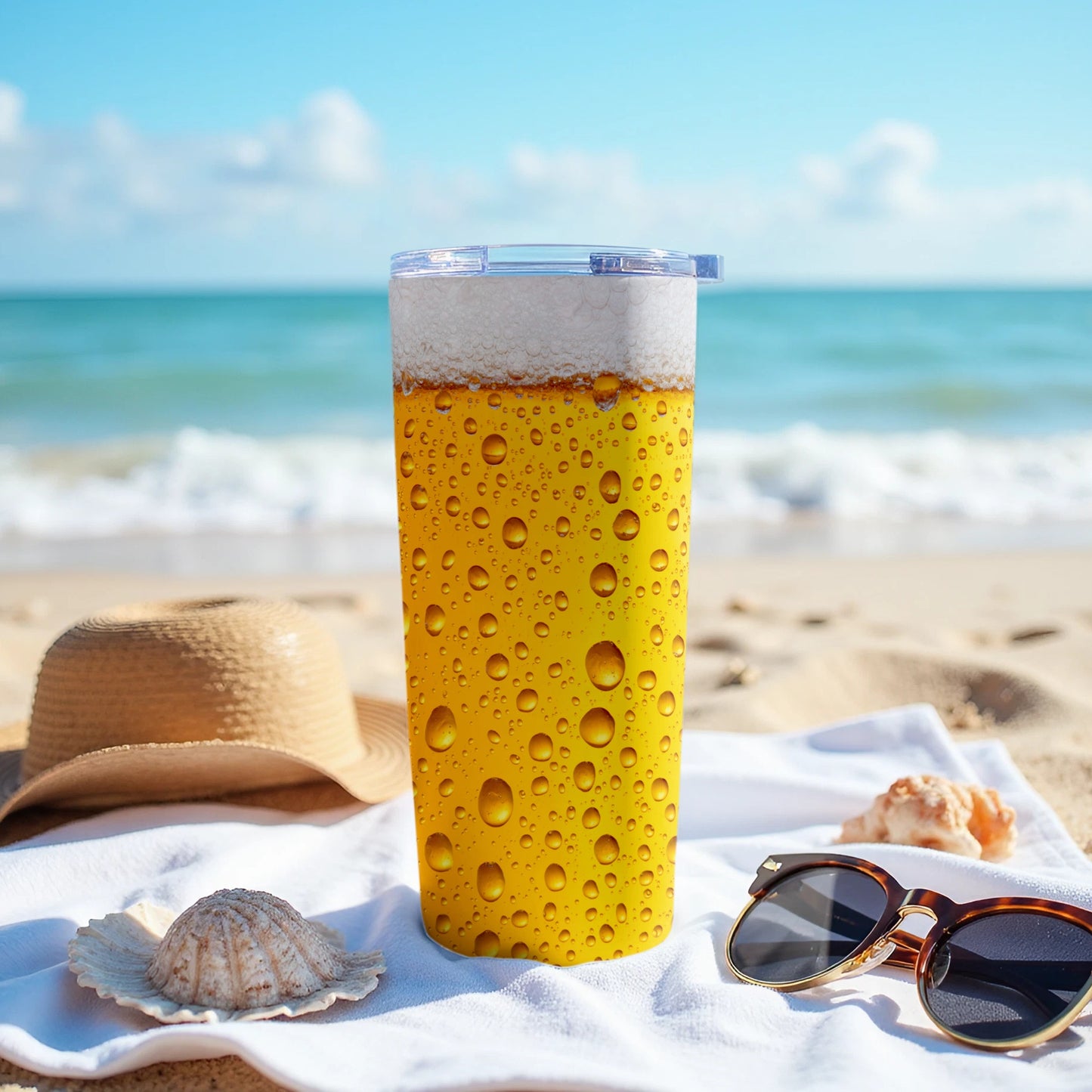 Summer Beach Scene Tumbler with Sunglasses product
